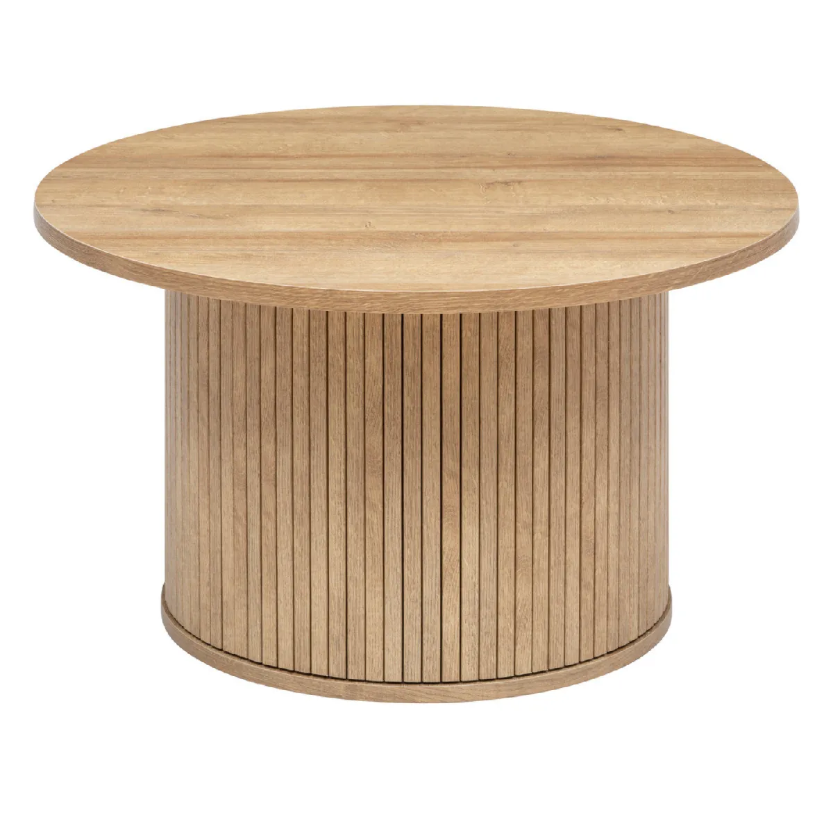 Table basse ronde en bois MDF coloris naturel - diamètre 70 x hauteur 40 cm