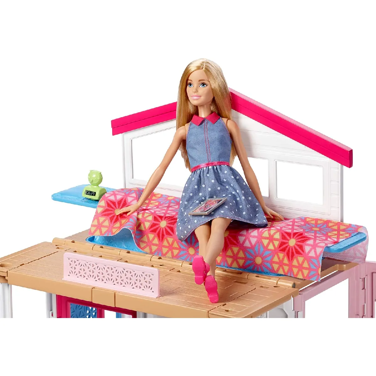 Barbie Mobilier coffret maison 2 étages et 4 pièces avec accessoires et une poupée incluse, emballage fermé, jouet pour enfant, GXC00