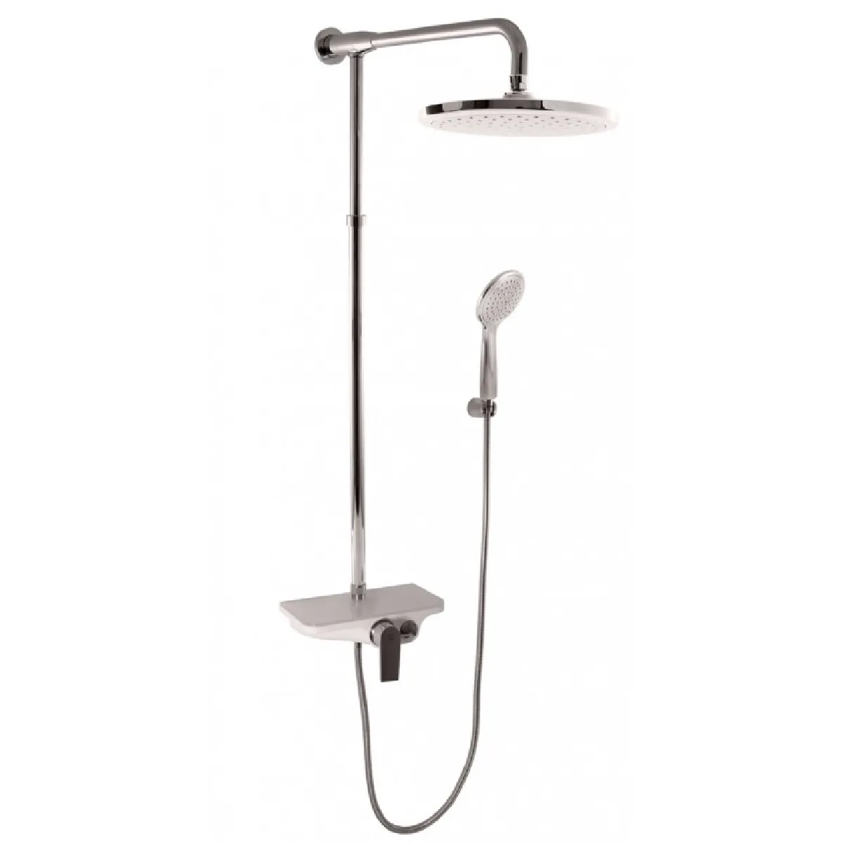 Colonne de douche murale MURRAY avec étagère 170 cm, en chrome blanc