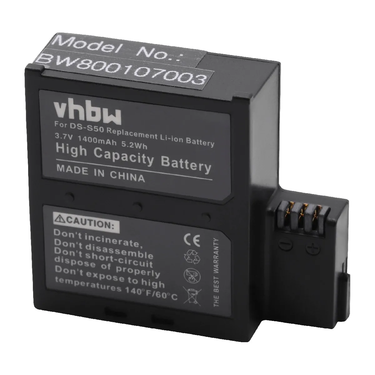 Batterie vhbw 1400mAh (3.7V) pour caméra AEE D33, AEE S50, AEE S51, AEE S71, AEE S70. Remplace les batteries originales suivantes: DS-S50.