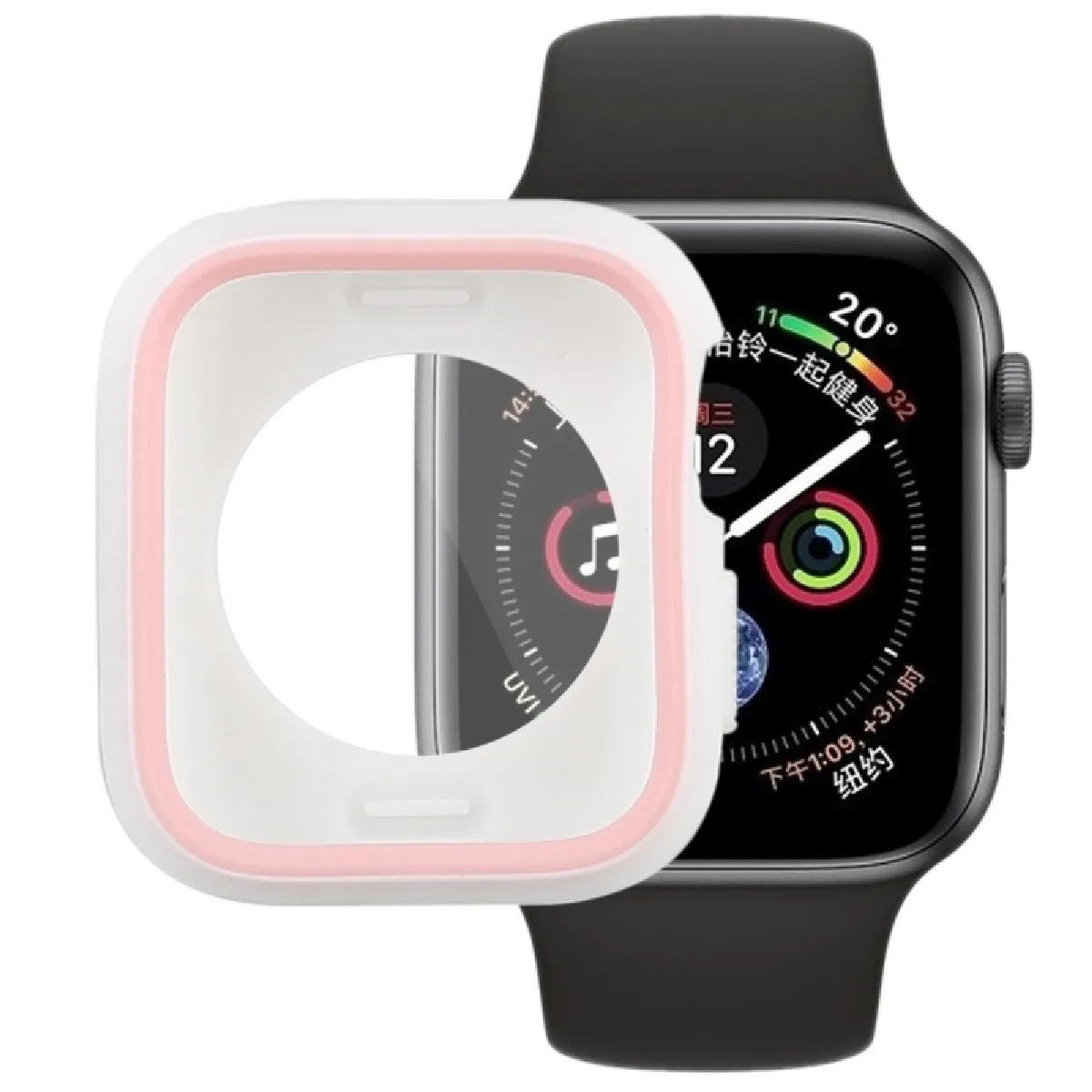 Boitier Housse en silicone pleine couverture pour Apple Watch série 4 44 mm (rose)