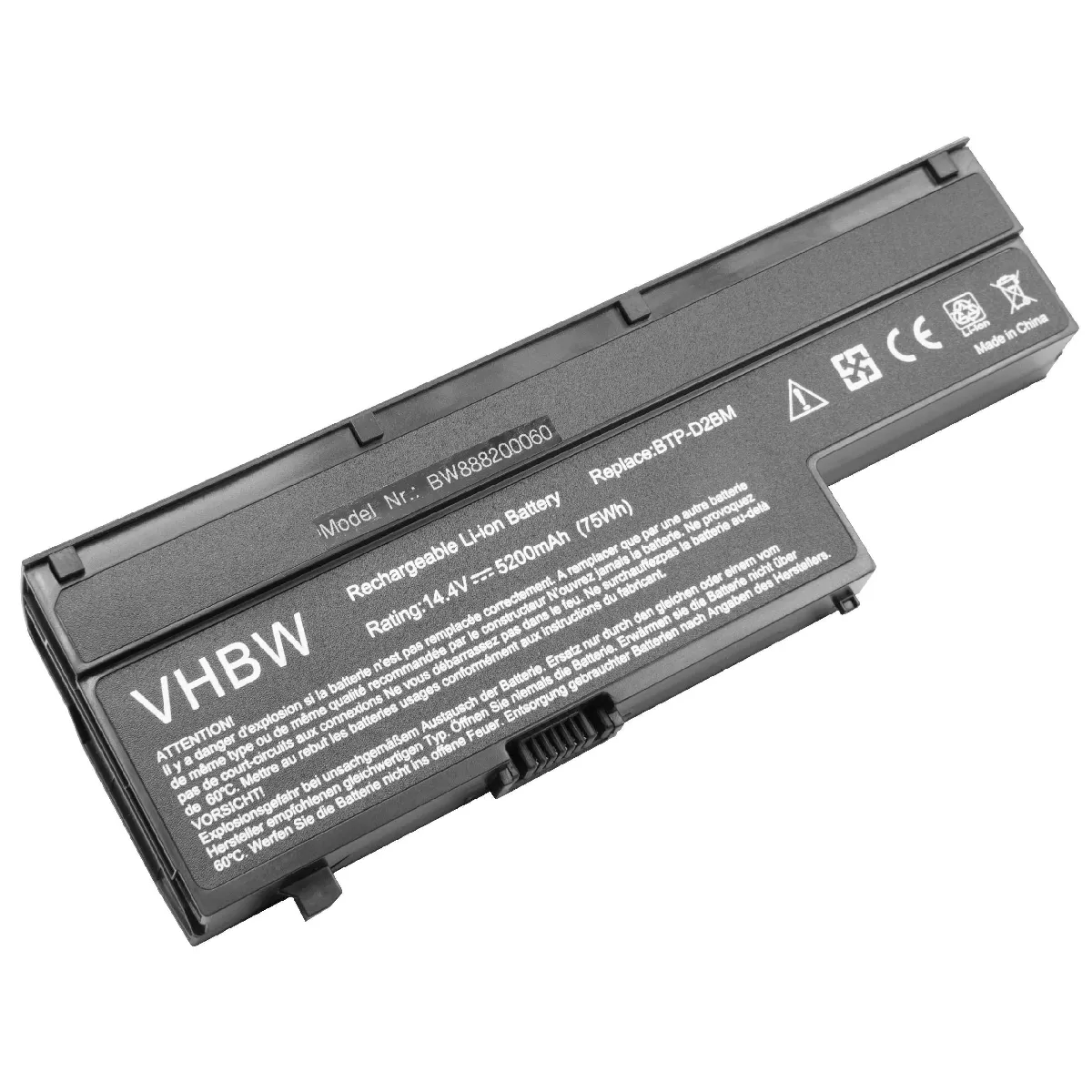 vhbw Li-Ion batterie 5200mAh (14.4V) noir pour ordinateur portable laptop notebook Medion WIM 2150, WIM 2180