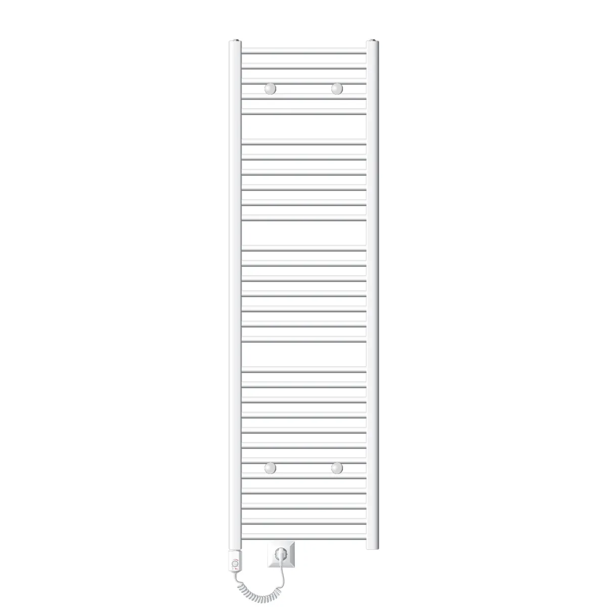 LuxeBath Radiateur électrique pour salle de bains Sahara 500x1800 mm Blanc raccord latéral courbé & thermoplongeur 900W