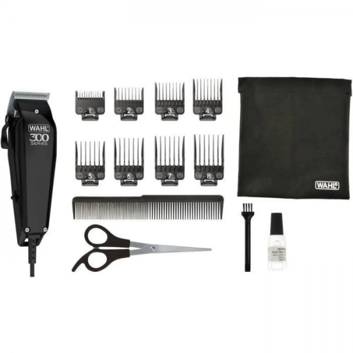 Tondeuse a Cheveux Home Pro 300 - WAHL 20102.0460 - Kit 15 pieces - 8 guides de coupe 3 mm a 25 mm - Filaire