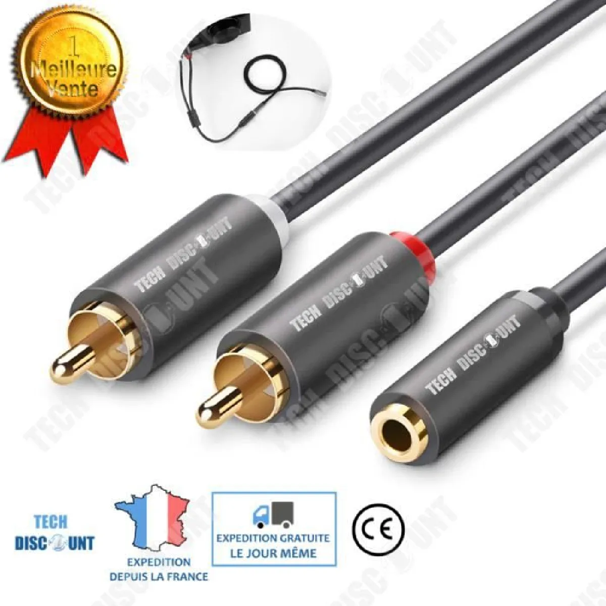 TD® Câble jack rca 3.5 mm male femelle voiture iphone 7 clio peugeot citroen renault Audio smartphone Haut-Parleur enceinte stereo