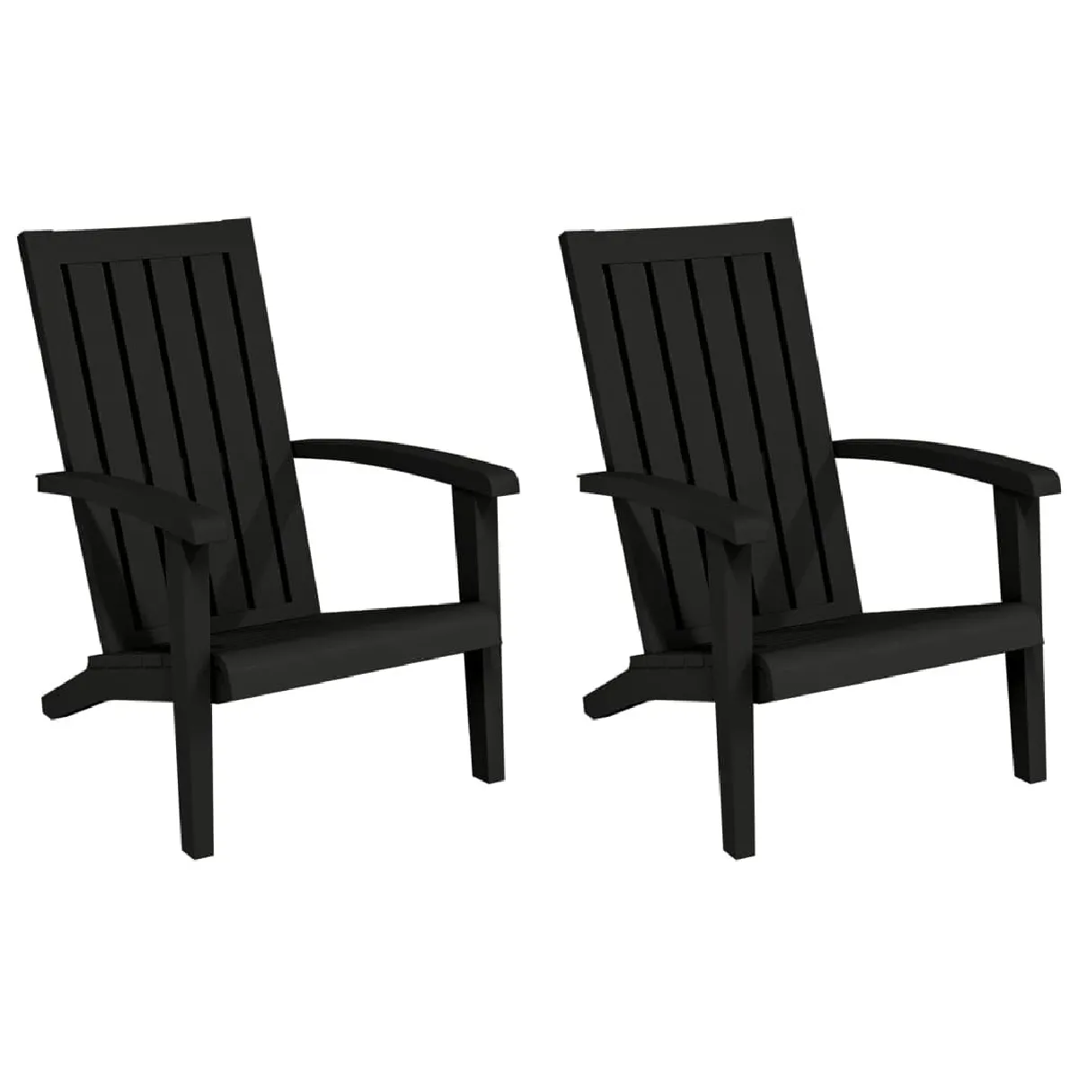 Lot de 2 Chaises de jardin Adirondack,Fauteuil/Chaise d'extérieur noir polypropylène -MN14974