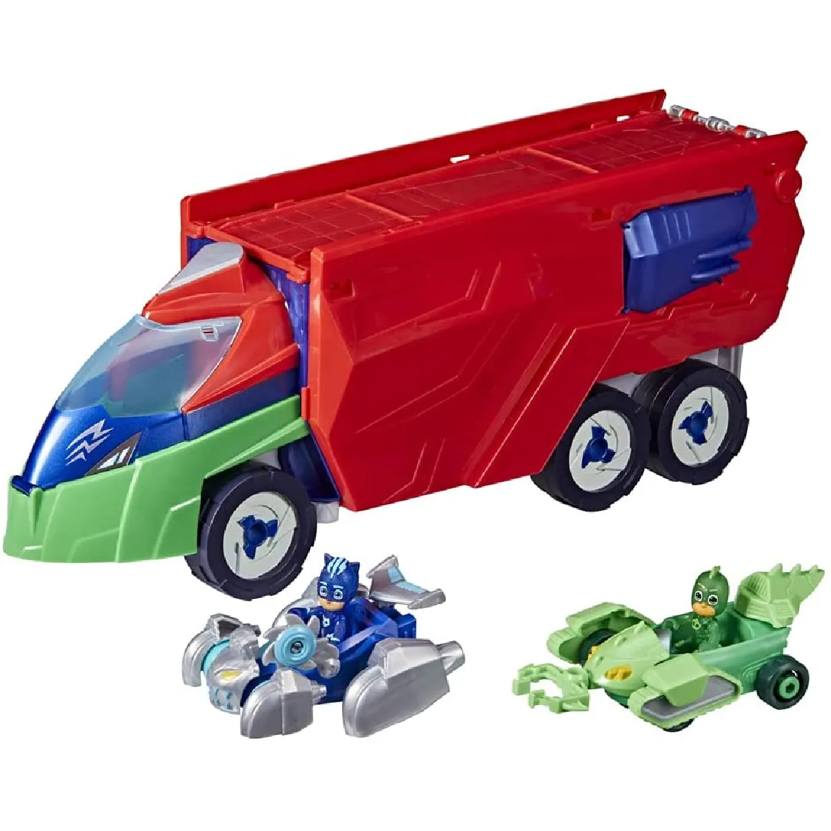 Camion Extra-Totem Transformable avec 2 Voitures, 2 Figurines articulées 7,5 cm