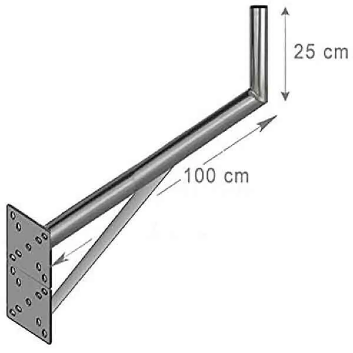 Fixation Murale L Support Antenne Et Parabole 25 X 100 cm - Déport 1 mètre pour Grande Parabole