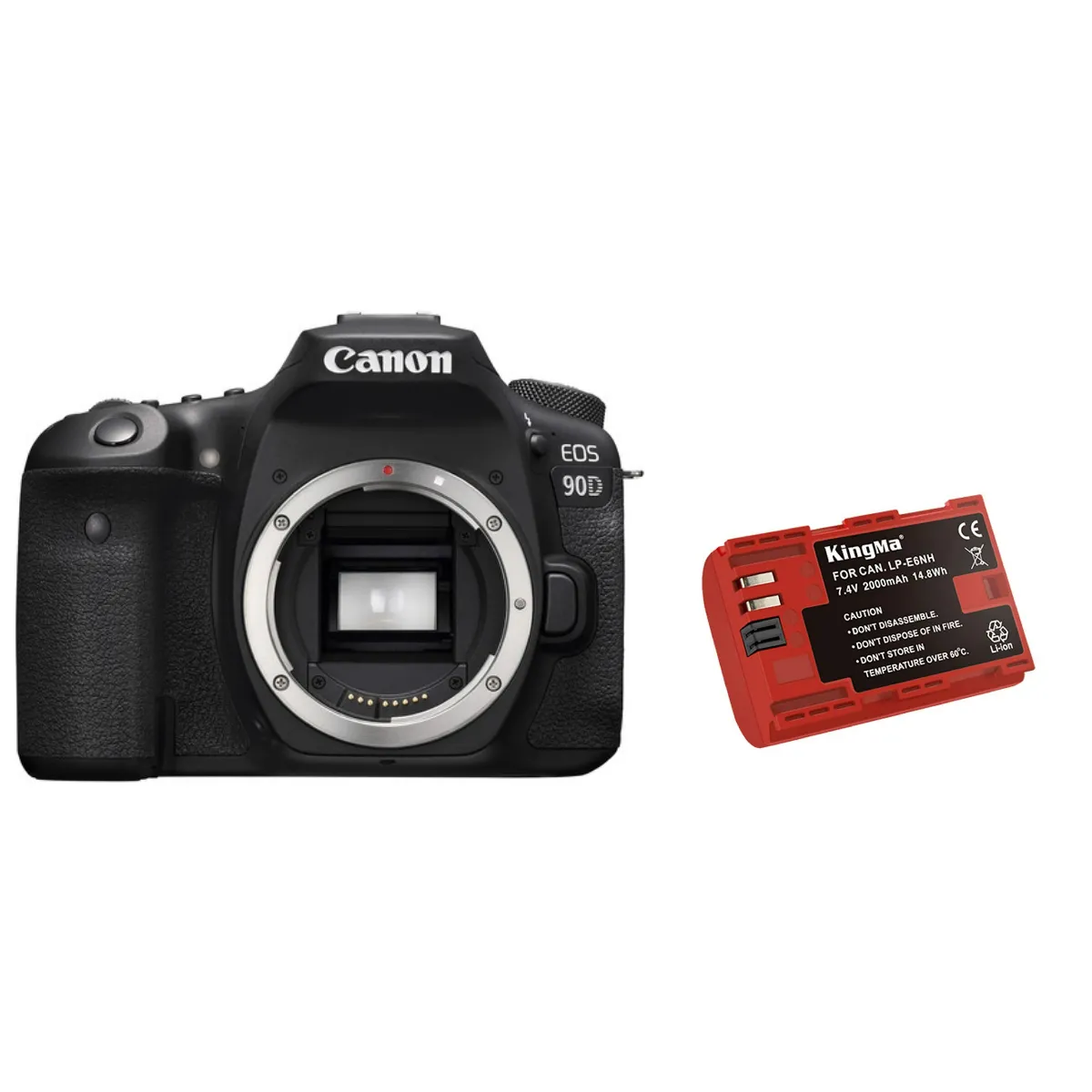 Canon EOS 90D Boîtier + Kingma 2000mAh Battery (Canon LP-E6NH)