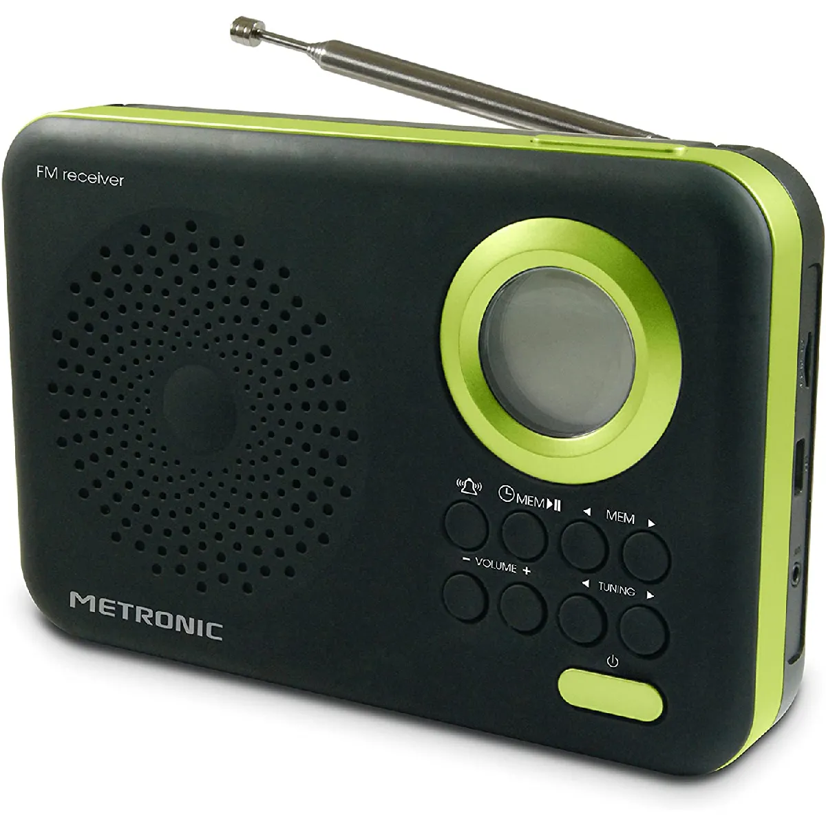 radio réveil portable FM mp3 USB SD vert noir