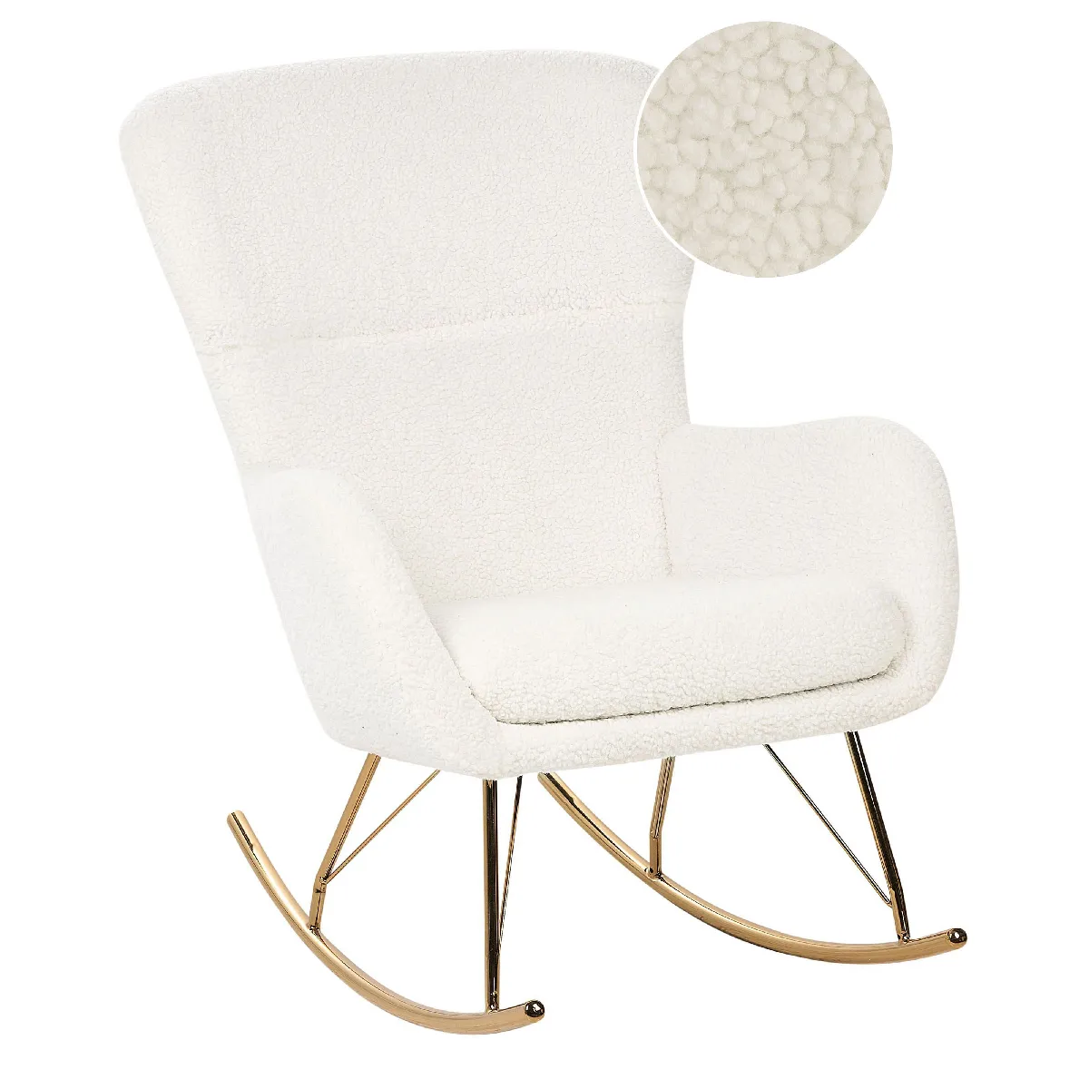 Fauteuil à bascule ANASET Bouclé Blanc