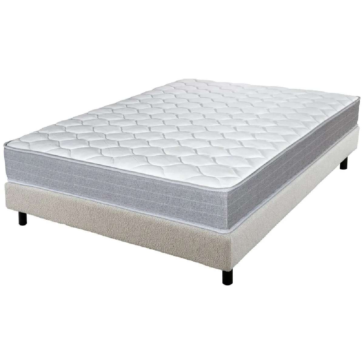 Matelas et sommier 140x190 Madere - Newkit - Soutien ferme - Sommier démonté - Crème