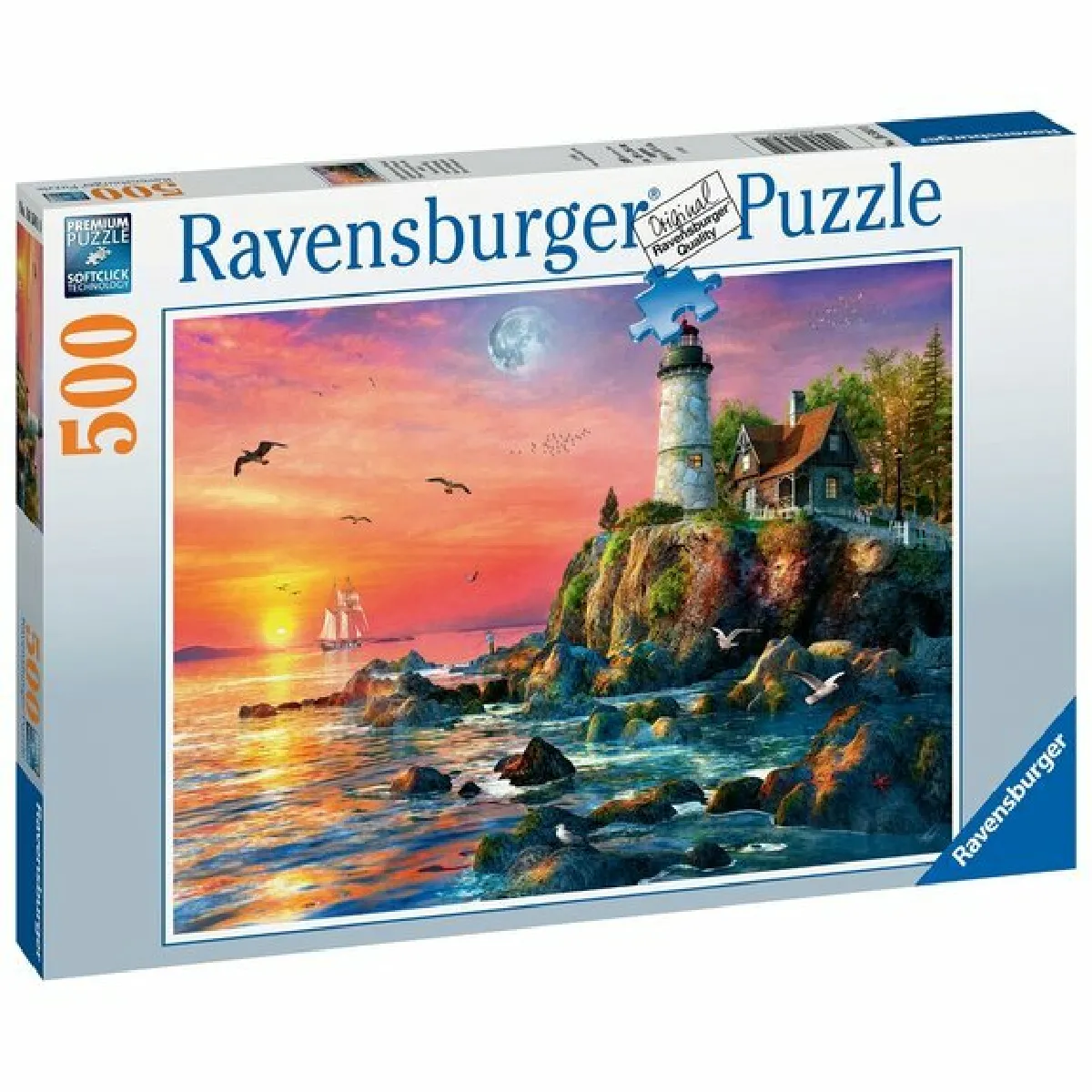 Puzzle 500 pièces Ravensburger - Phare au coucher du soleil