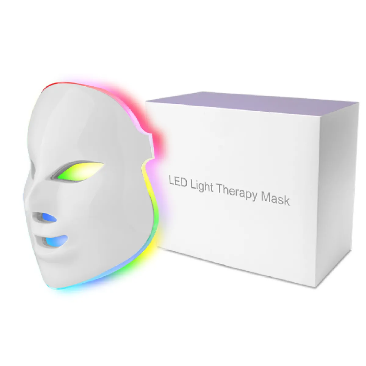 Beauty Masque photonique pour le rajeunissement de la peau - 7 Couleur LED Photon Traitement Thérapie Lumineuse Blanchissant Anti-âge Acné Tache Cicatrice Enlèvement Serrage Masque Facial,Blanc