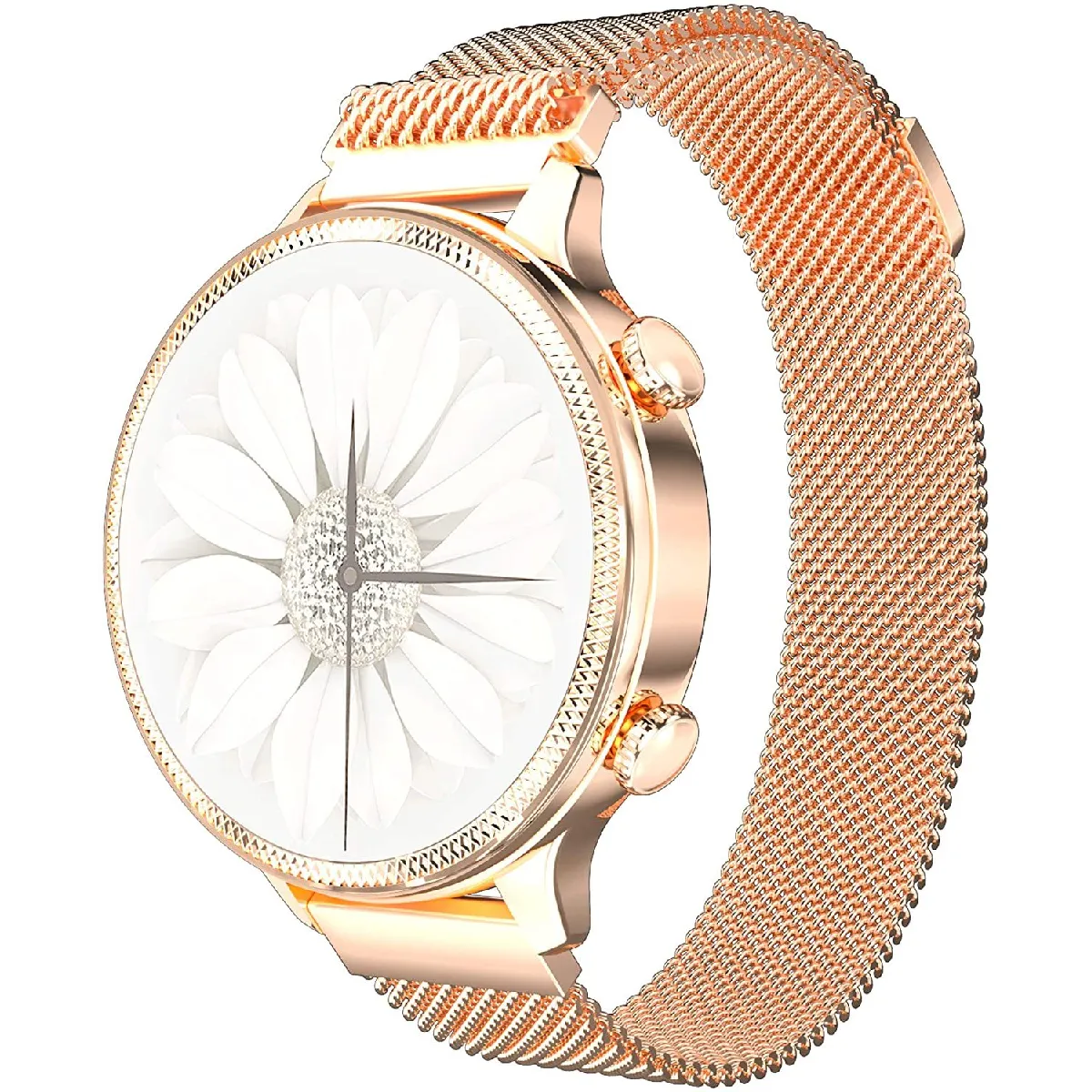 Montre connectée femme, élégante et de haute qualité, acier inoxydable, IP67, étanche, montre connectée, tracker de fitness avec fréquence cardiaque, surveillance du sommeil, calories, podomètre, tracker d'activité(or)