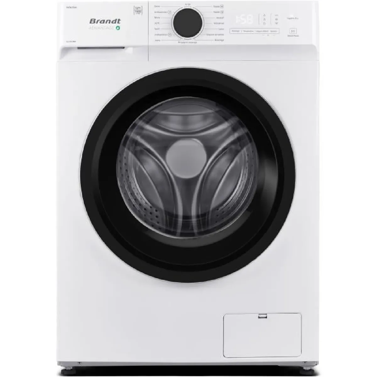 Lave-linge hublot BRANDT LLC3124W - 12 kg - Induction - L60cm - 1400 trs/min - Classe A - Blanc