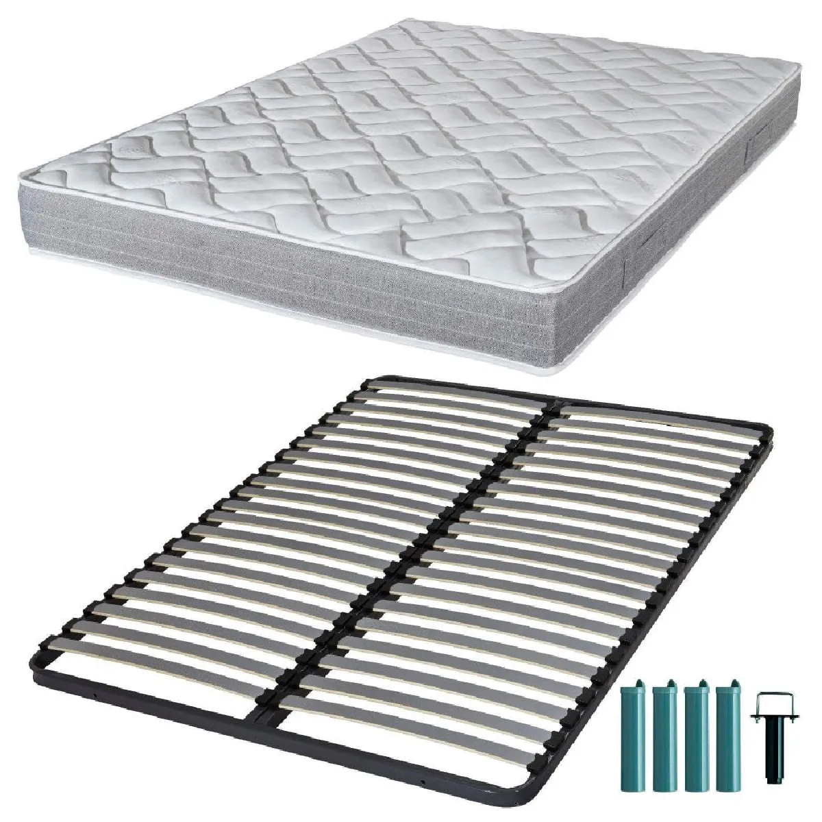 Matelas et sommier 120x190 Mousse - Maryland - Soutien ferme - Fabriqué en France