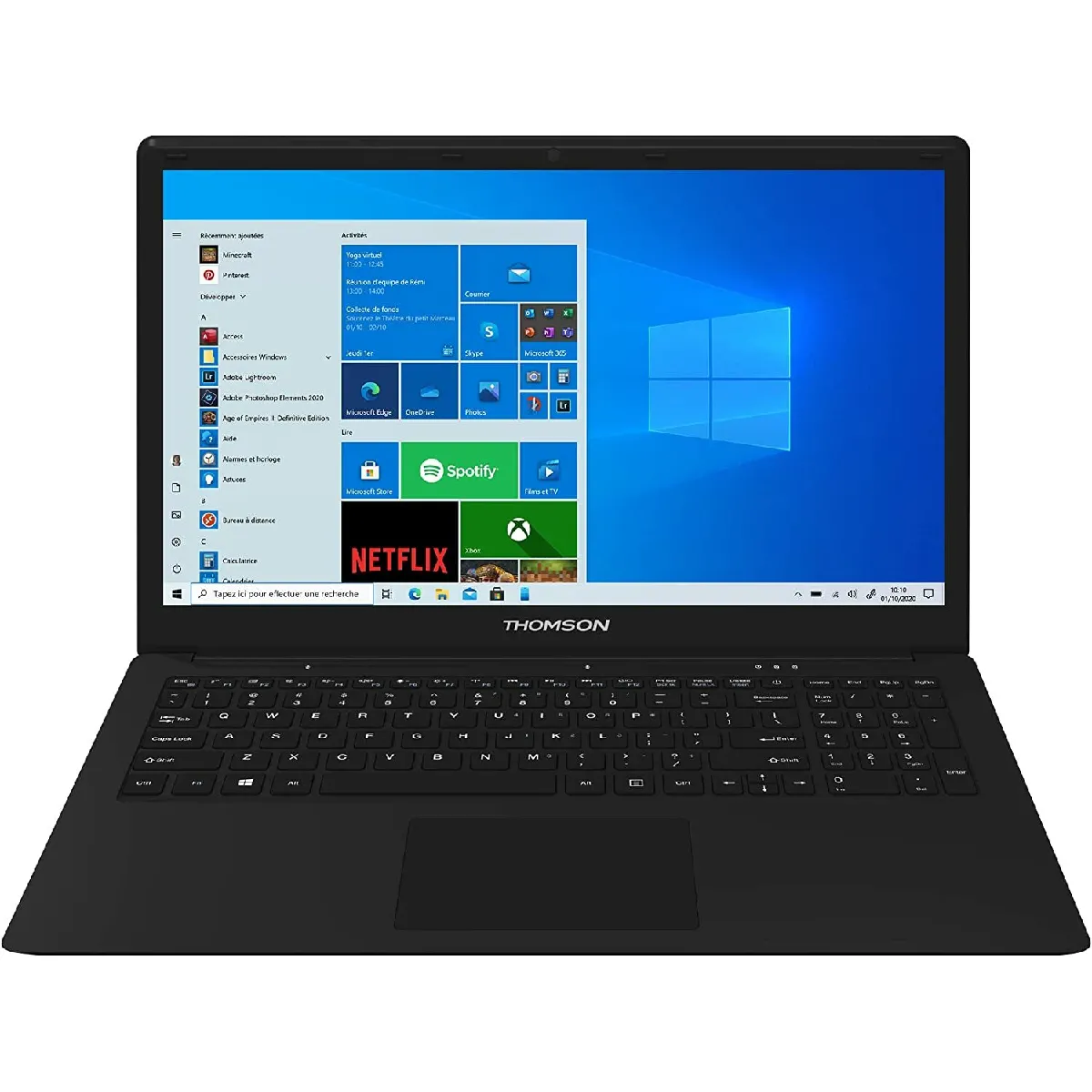 Ordinateur PC Portable Thomson 15,6 Pouces, Celeron N3350, 8Gb RAM, 2Tb Stockage HDD, Windows 10, AZERTY Français