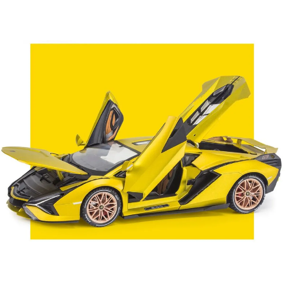 1: 18 Échelle grande taille Lamborghini Sina alliage sport voiture moulée sous pression jouet modèle de voiture miniature modèle de voiture cadeaux pour les enfants -(Jaune)