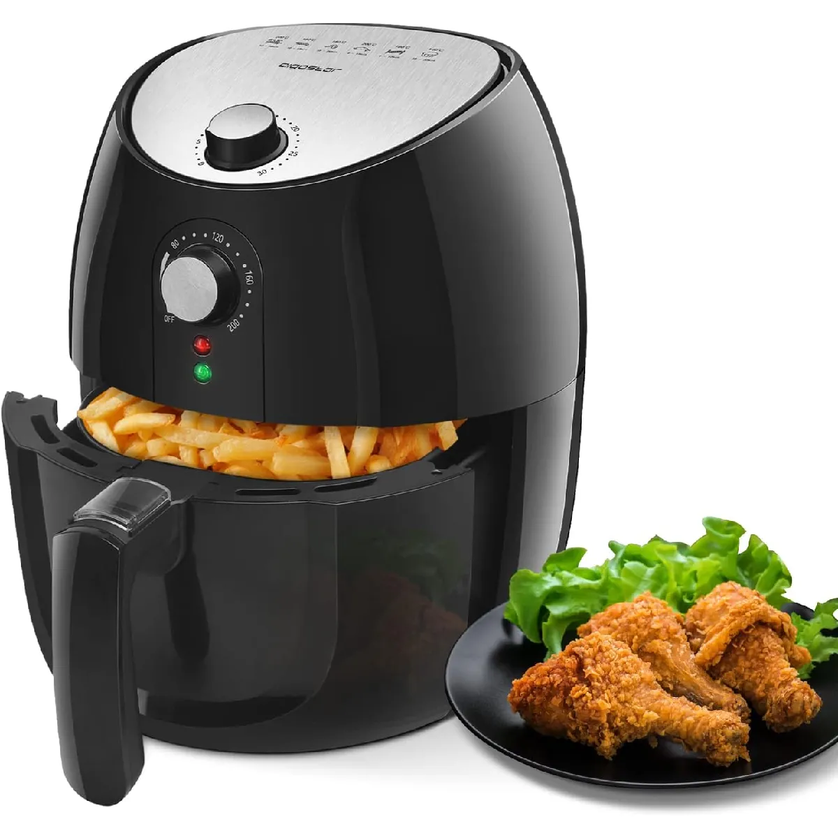 Hayden Pro - Friteuse à air chaud 1500 W, 3,5L. Minuterie et thermostat, panier anti-adhérant, arrêt automatique. Sans BPA, facile à nettoyer.