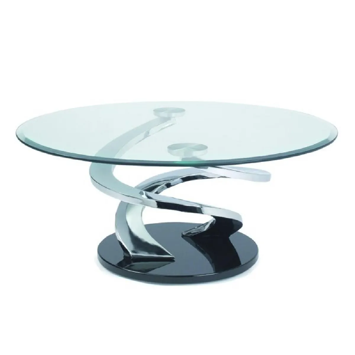 Table basse TORNADE design en verre et piètement chromé