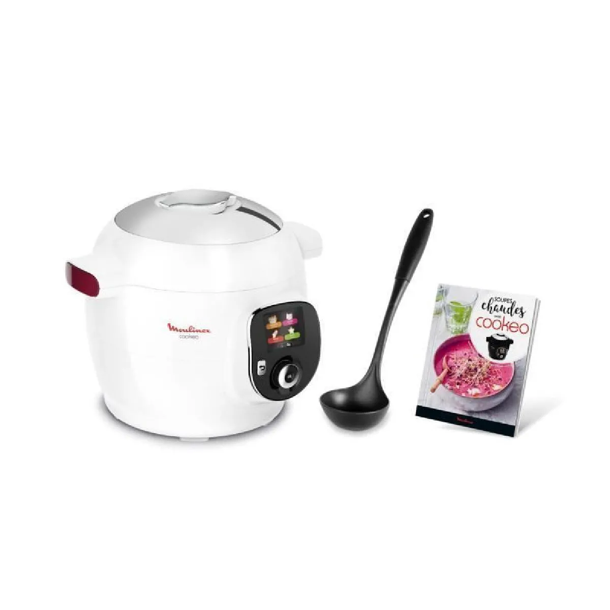 MOULINEX YY4405FB Multicuiseur intelligent Cookeo+ 6L 100 RECETTES LOUCHE ET LIVRE DE CUISINE INCLUS - Blanc