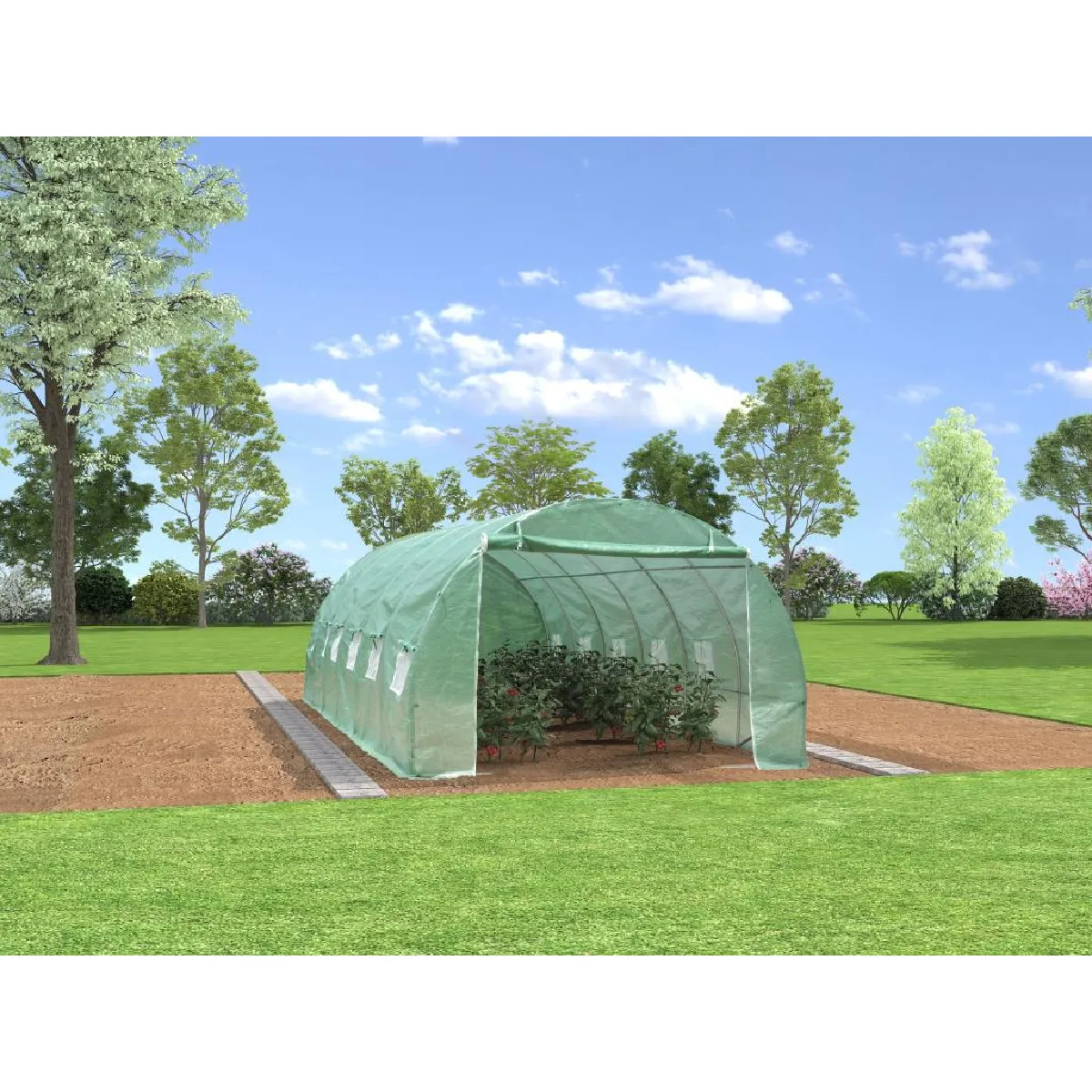 Serre tunnel avec structure en acier 18 m² - L300 x l600 x H200 cm - IPOMEA