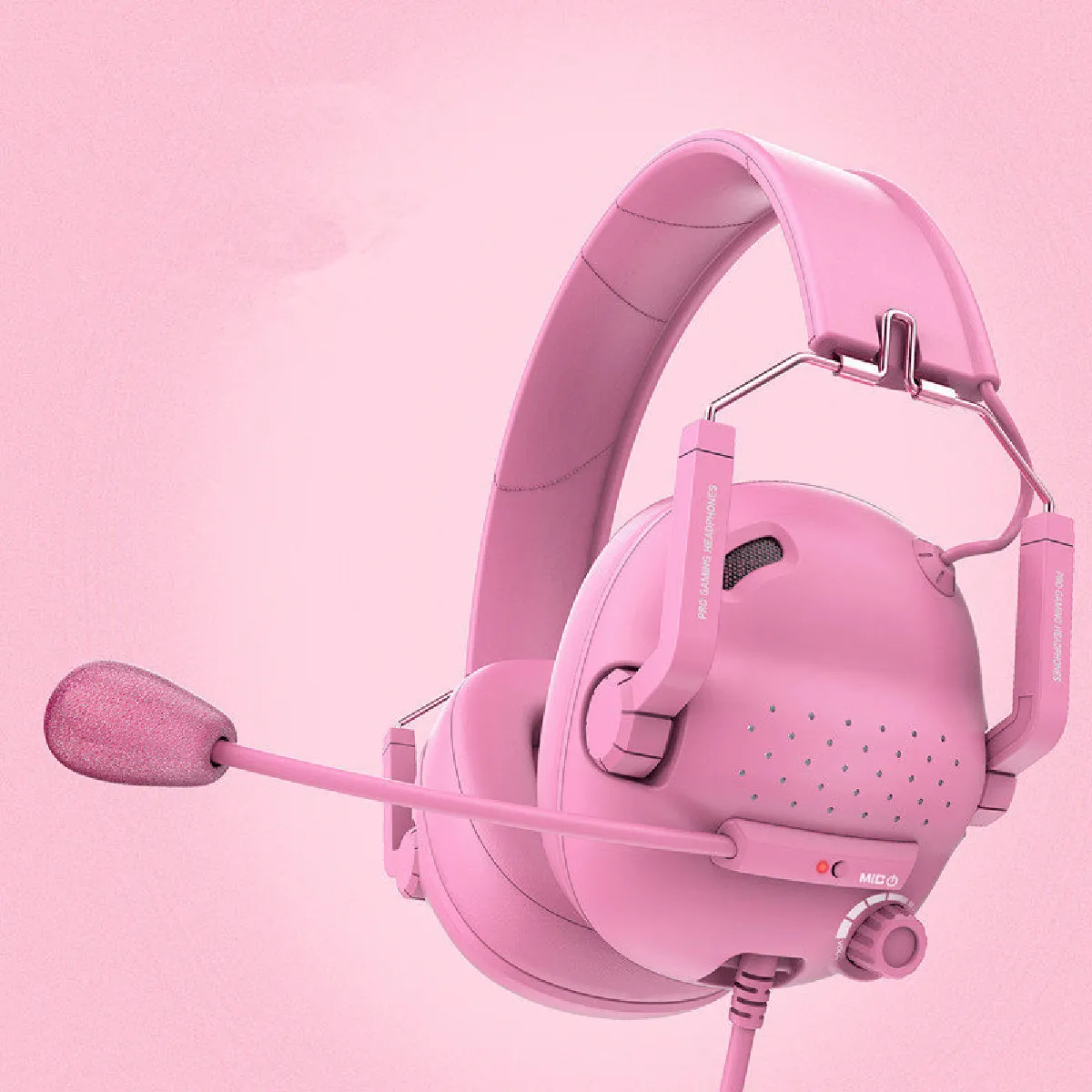 Casque de jeu SG500 Surround Sound Pro avec microphone antibruit - Coussinets d'oreille amovibles en mousse à mémoire de forme - Casque portable pliable pour PC, PS4, PS5, Xbox One, Switch(Rose)