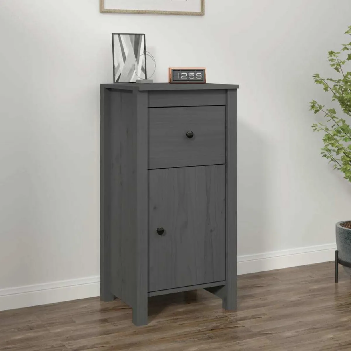 Buffet,Meuble de Rangement,commode pour salon,Cuisine Gris 40x35x80 cm Bois massif de pin -MN21097