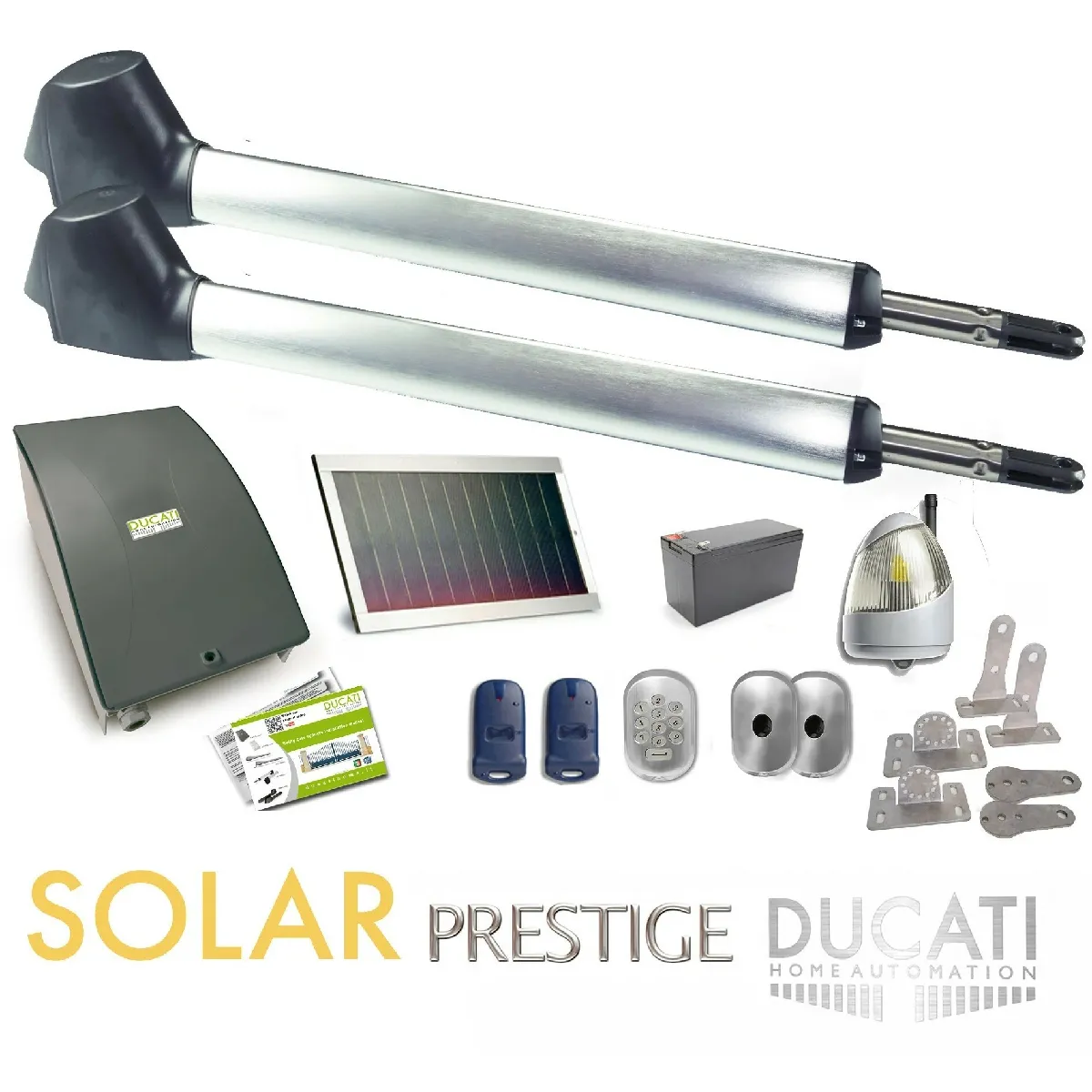 Kit Motorisation Portail Solaire Ducati Home Automation EVO 748 T SOLAR - Pour portail à 2 vantaux battants maxi 5m 400kg chacun