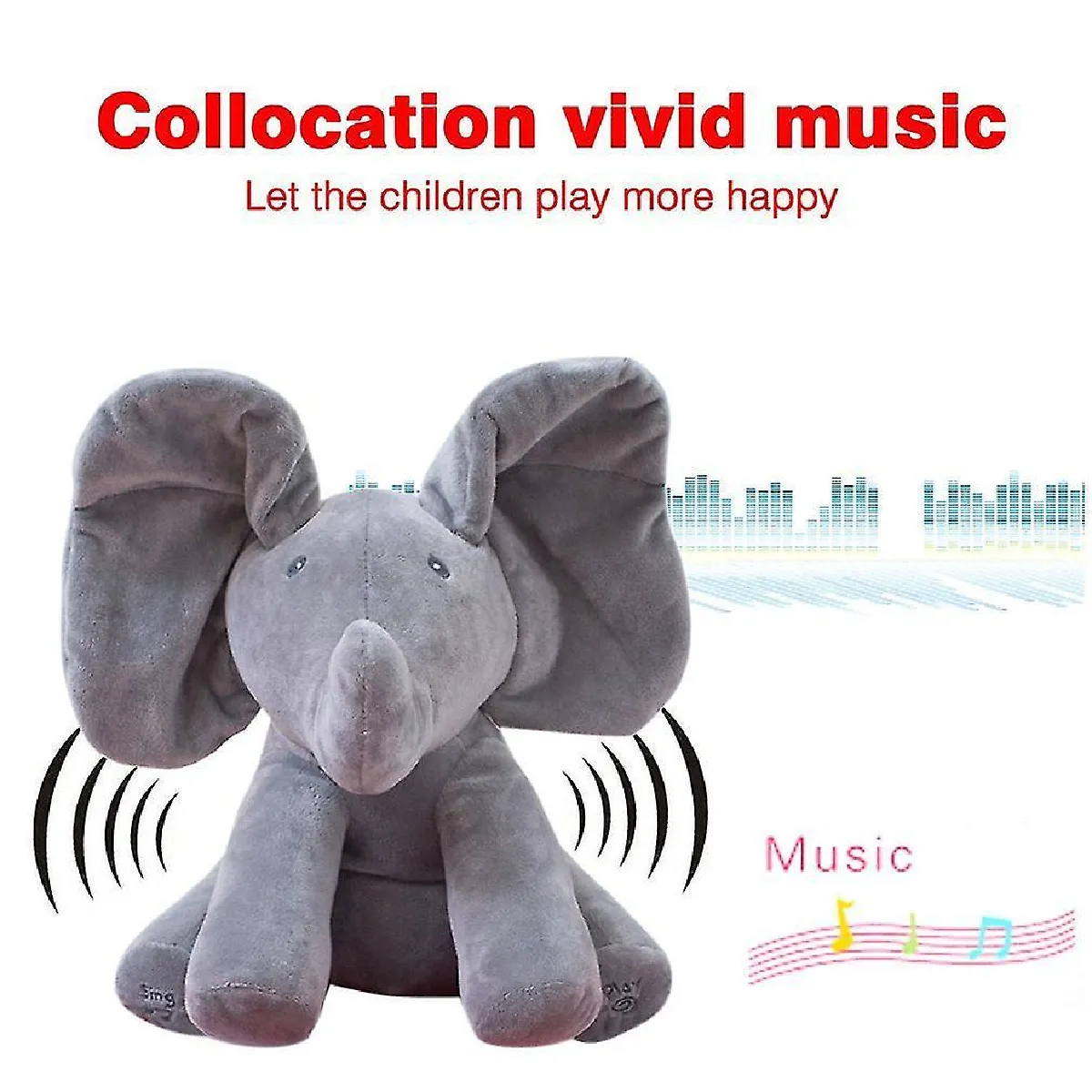 Jouet de remplissage éléphant musique électrique éléphant caché et cherche jouet jouet bébé