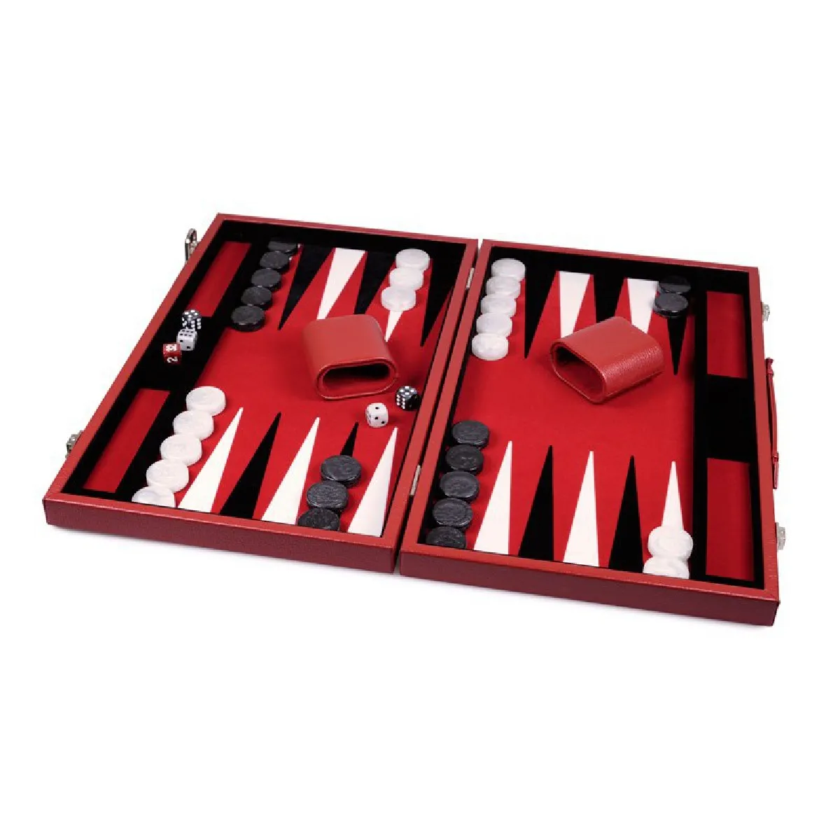 Backgammon Prestige - Malette Simili-cuir Rouge 46 cm