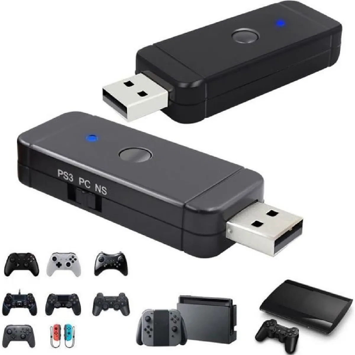 Adaptateur Convertisseur USB de Manette pour Xbox / PS3 / PS4 / Nintendo controleur Adaptateur pour Nintendo Switch PS3 et Windows P