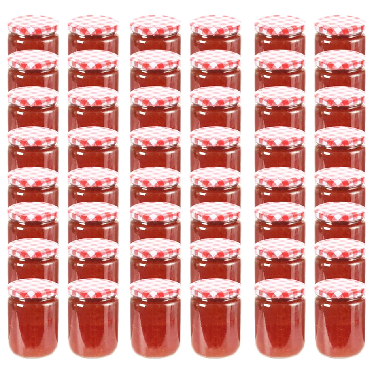 vidaXL 48 pcs Pots à confiture Couvercle blanc et rouge Verre 230 ml