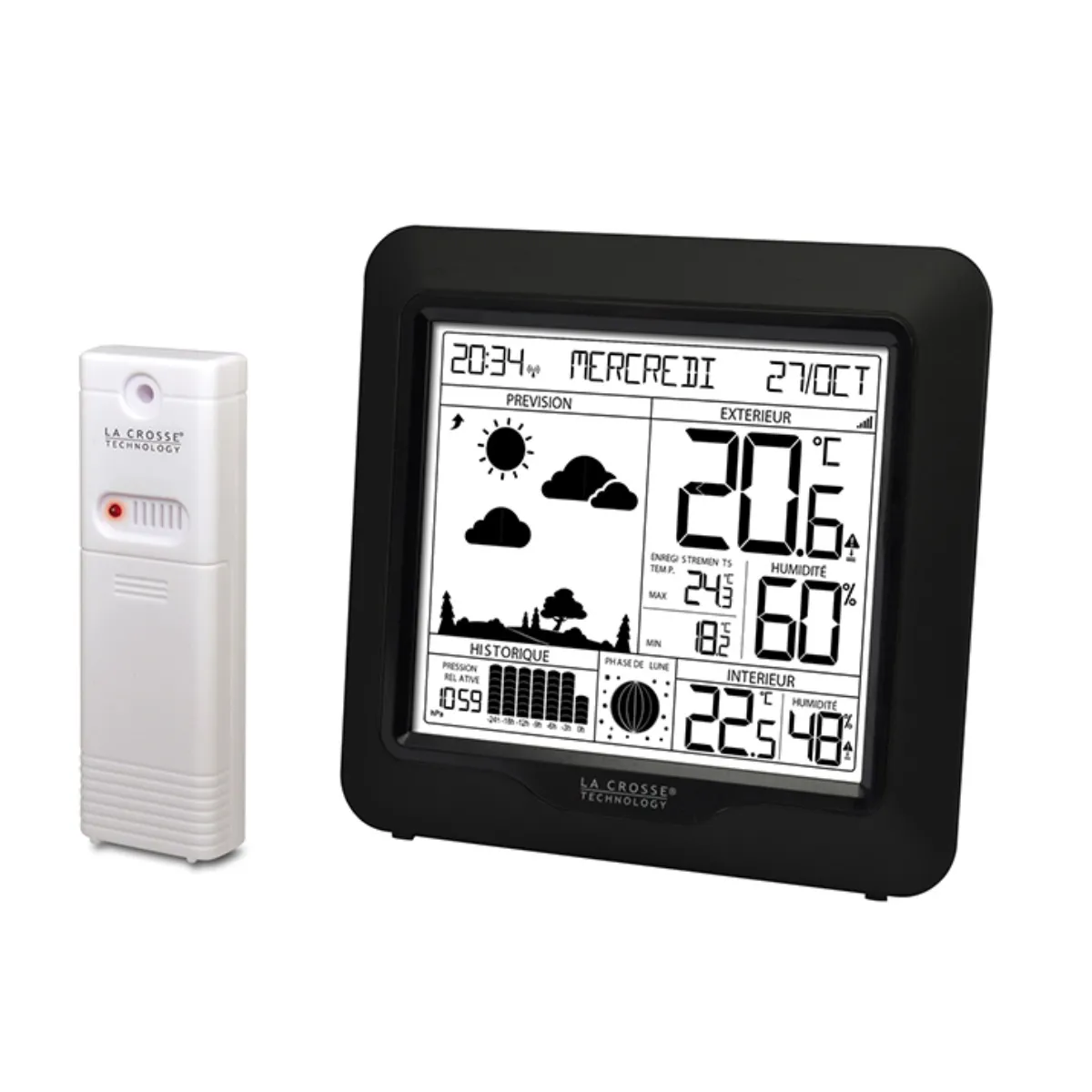 Station météo sans fil avec écran lcd noir - WS6823-BLA - LA CROSSE TECHNOLOGY