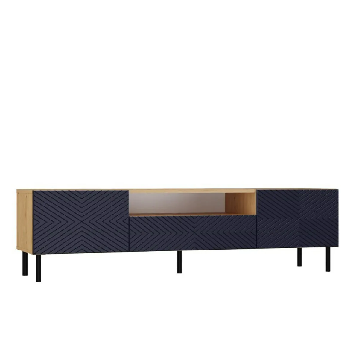 Meuble TV Laro Chene Artisan Bleu Marine 160 cm