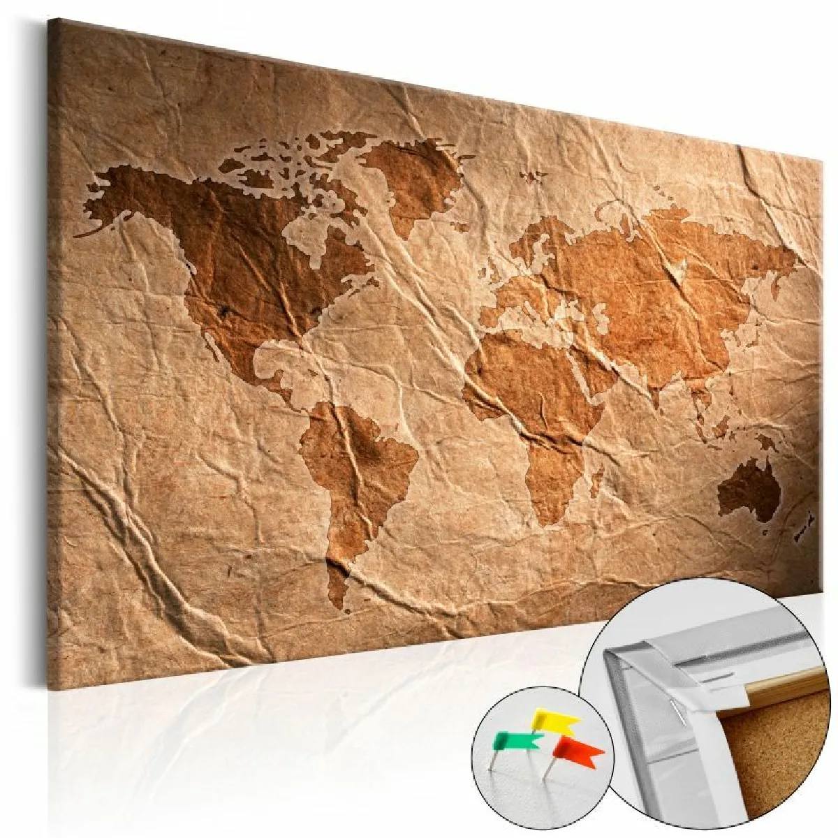 Tableau en Liège Carte du Monde - Paper Map 40 x 60 cm