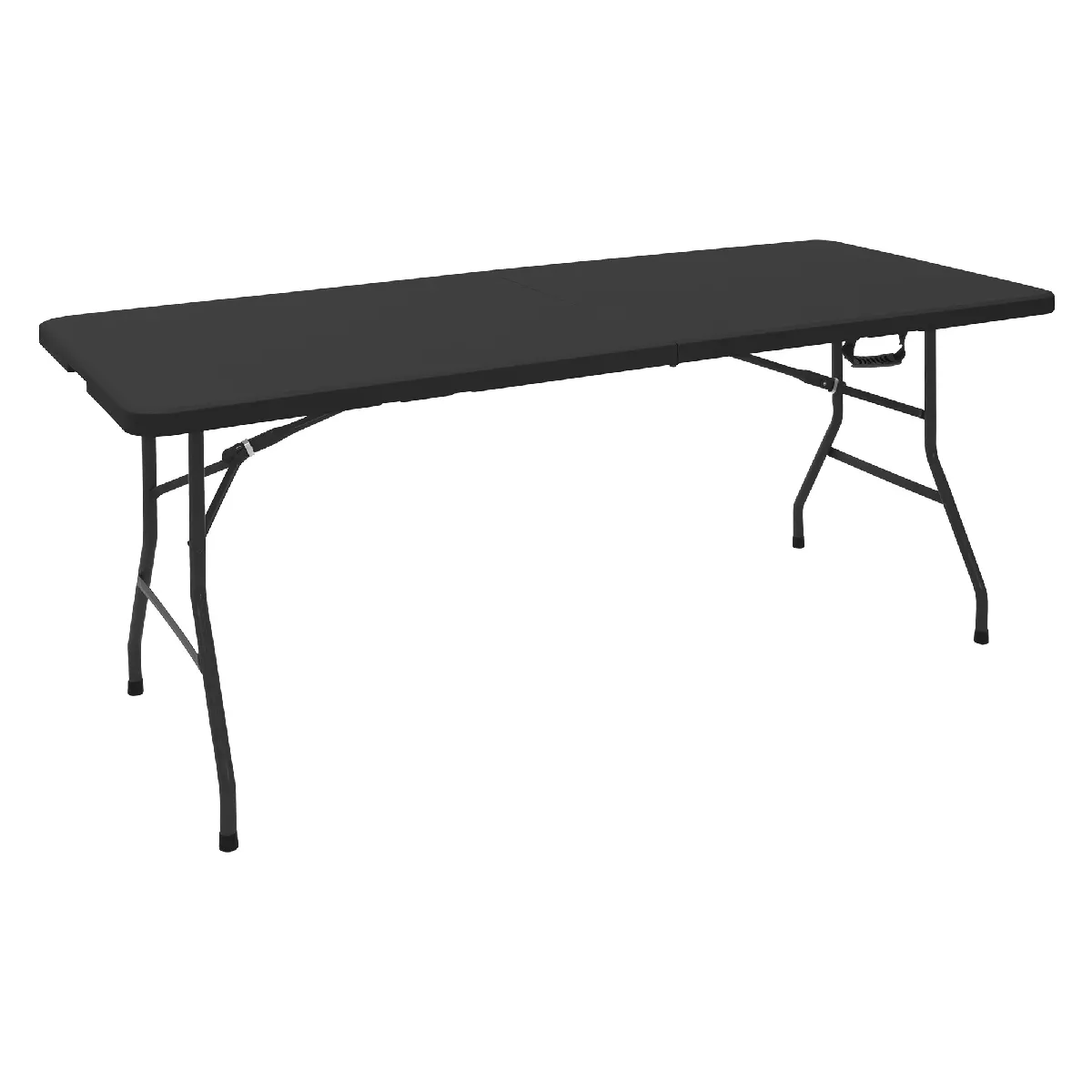 ML-Design Table de Camping Pliante Noir, 180 x 74 x 74 cm, en Plastique HDPE , 6 Personnes, Intérieur/Extérieur, avec Poignée de Transport, Table de Buffet Table de Fête pour Jardin Terrasse Balcon