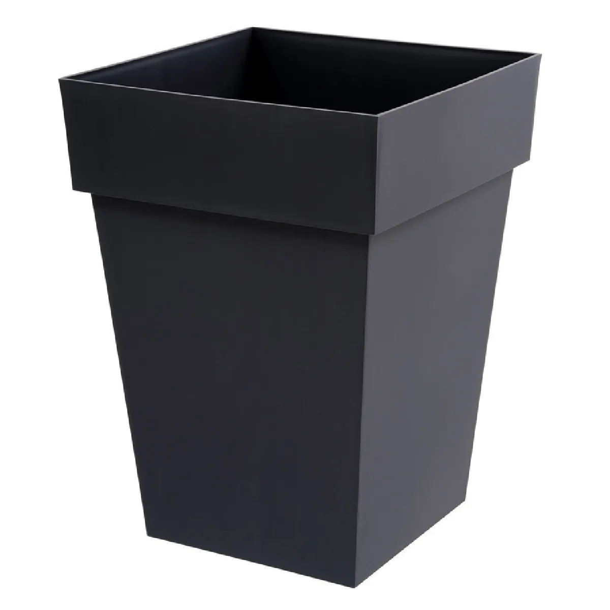 Pot de fleur haut carré noir en polyéthylène 51L TOSCANE