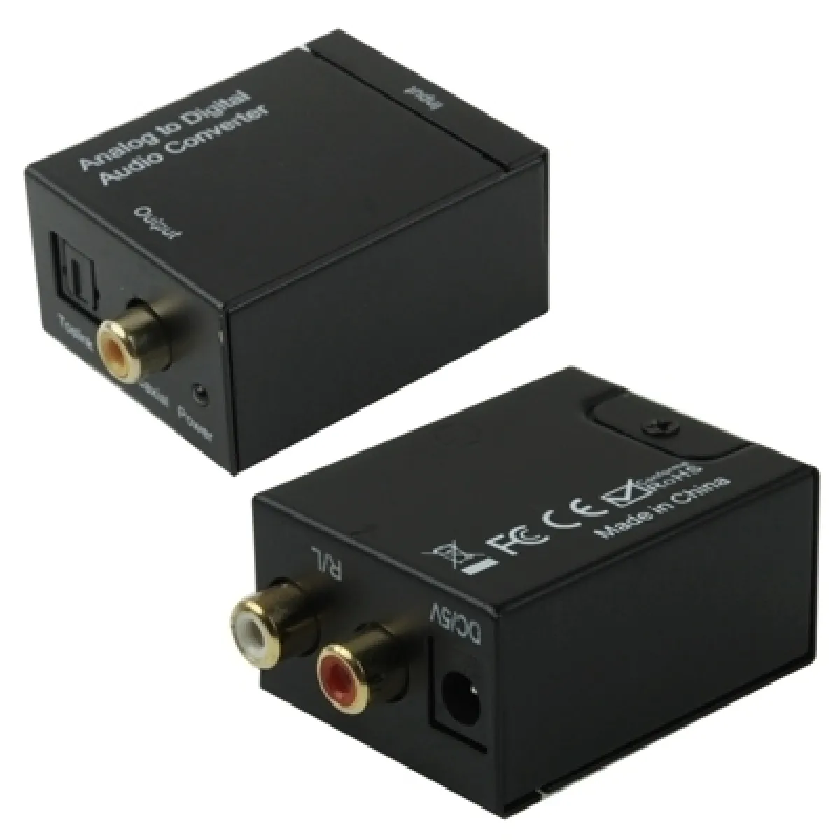 Adaptateur noir Convertisseur RCA Analogique Vers Numérique Coaxial Optique