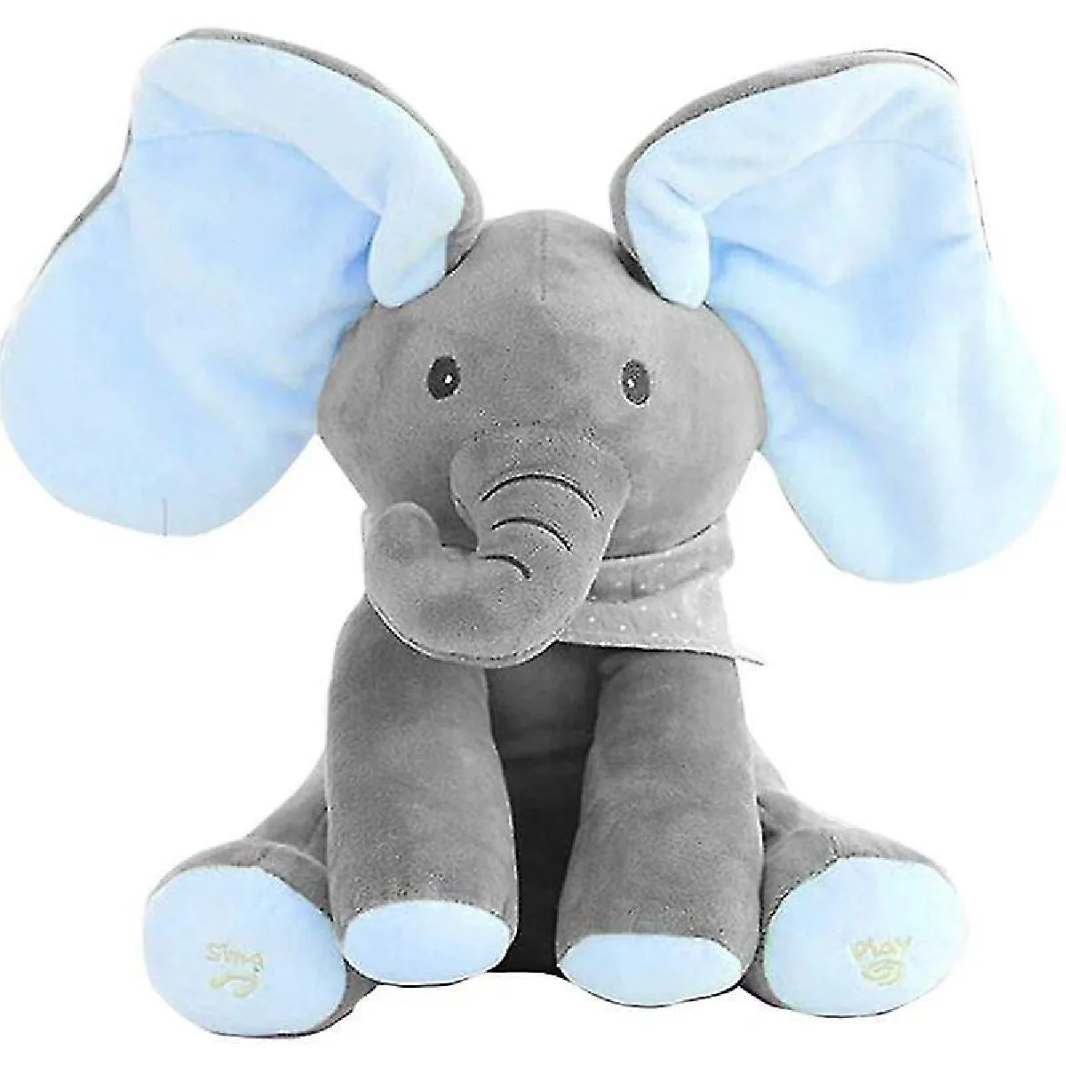 (gris + bleu) peek-a-boo elephant peluche jouet chant de poupée en peluche