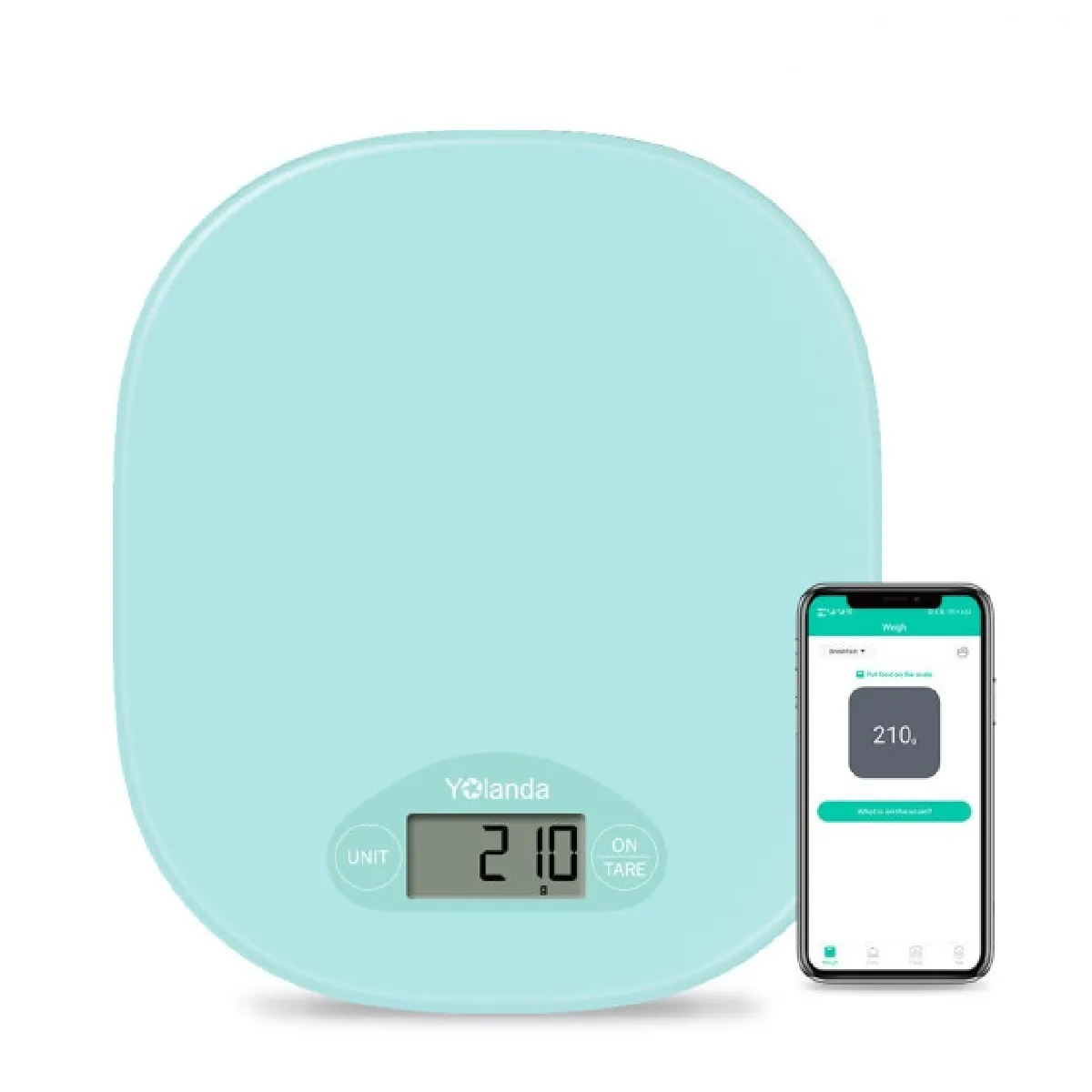 Balance de cuisine intelligente Mesure de pesage des aliments Balance nutritionnelle 5 kg Application Bluetooth Enregistrement de pesage Journal de suivi(Vert)