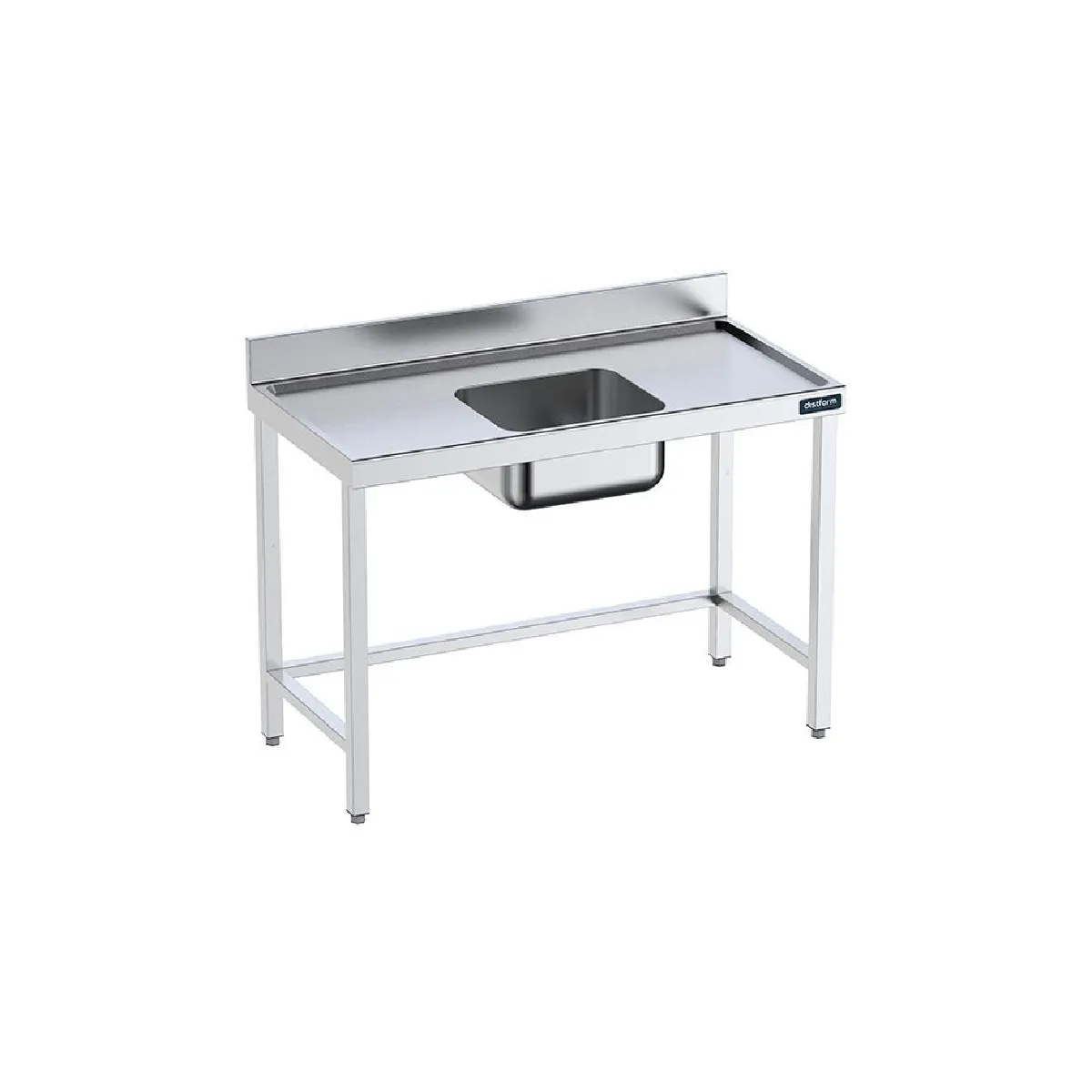 Table de chef Inox avec bac Central, bord anti-ruissellement et renforts - Gamme 700 - Distform