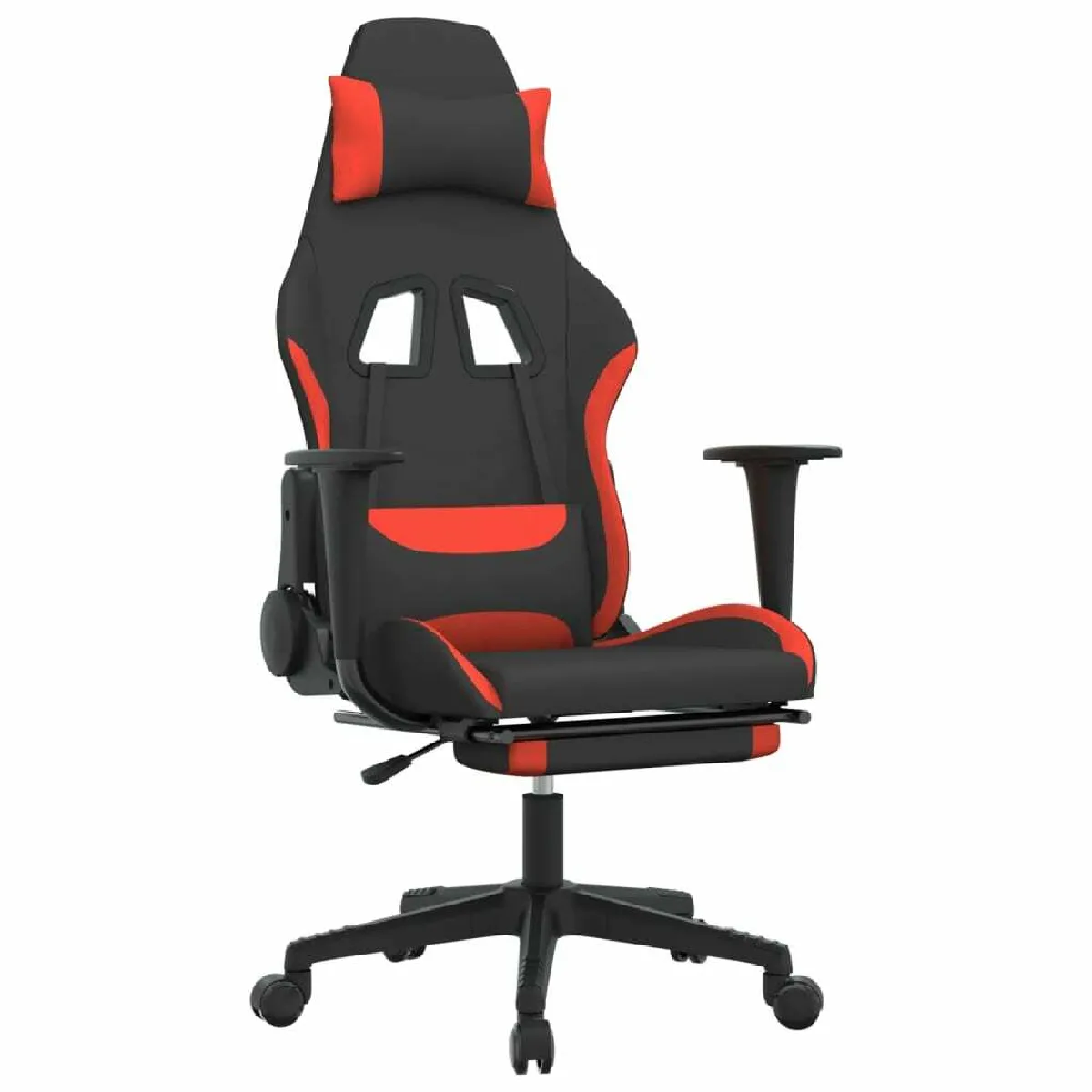 Chaise de jeu, Chaise gaming de massage avec repose-pied, Fauteuil gamer,Chaise de Bureau Noir et rouge Tissu -GKD92752