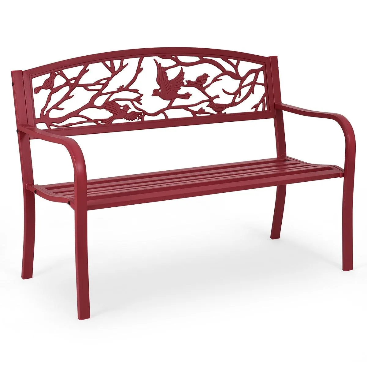 Banc de jardin en fer résistant style contemporain 2-3 places rouge 20_0000203