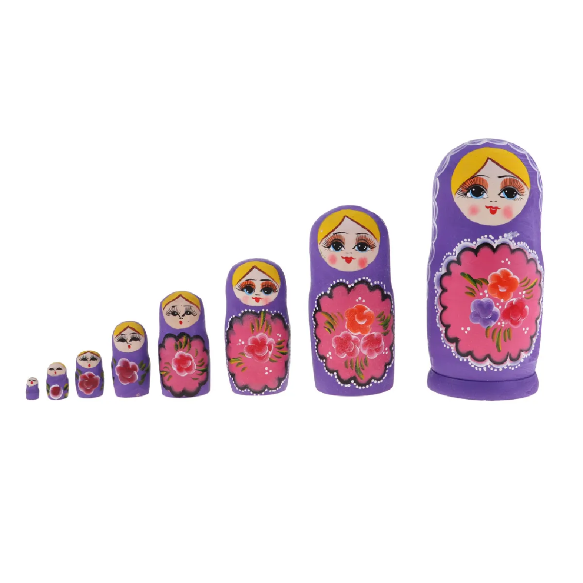 8 pièces en bois russe poupées gigognes babushka matriochka jouets violet