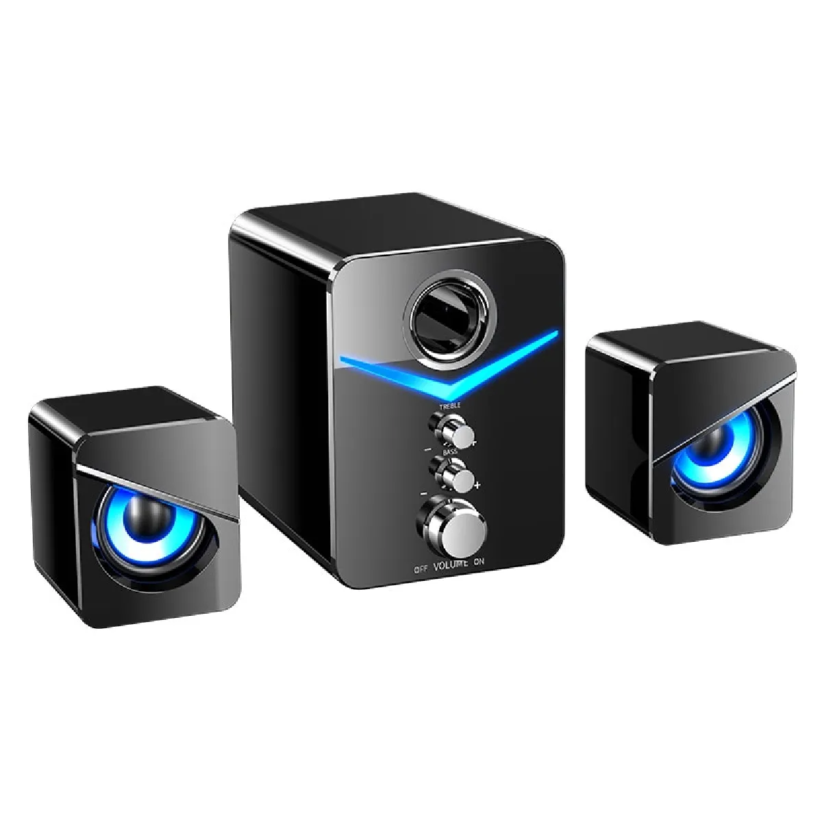 Haut-parleur Bluetooth noir 3PCS Puissant colonne sans fil portable Subwoofer Music Center Ordinateur de bureau portable(Le noir)