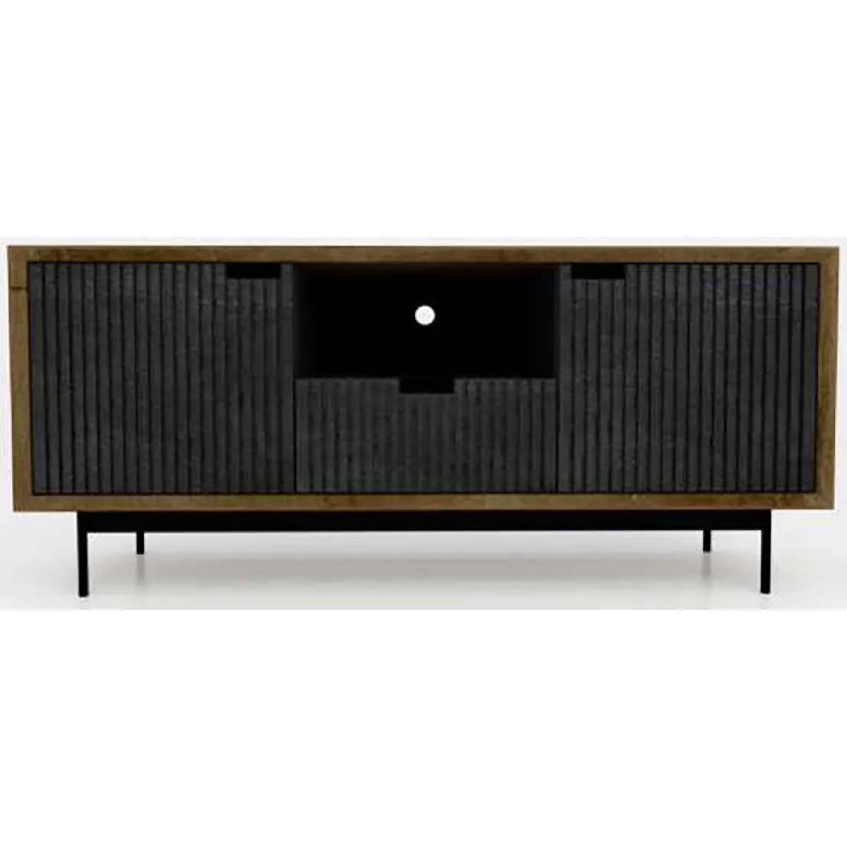 Meuble TV en bois de manguier coloris noir - Longueur 125 x Hauteur 55 x Profondeur 40 cm