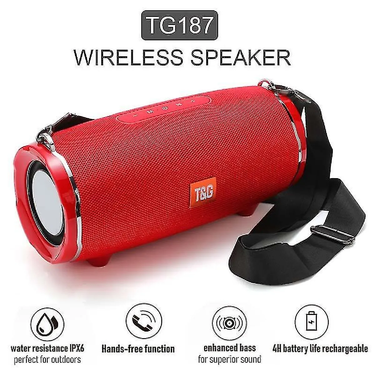 Haut-parleurs Bluetooth haute puissance Portable Colonne sans fil Stéréo Subwoofer Music Playe Center avec Radio 4400mAh Battre de batterie