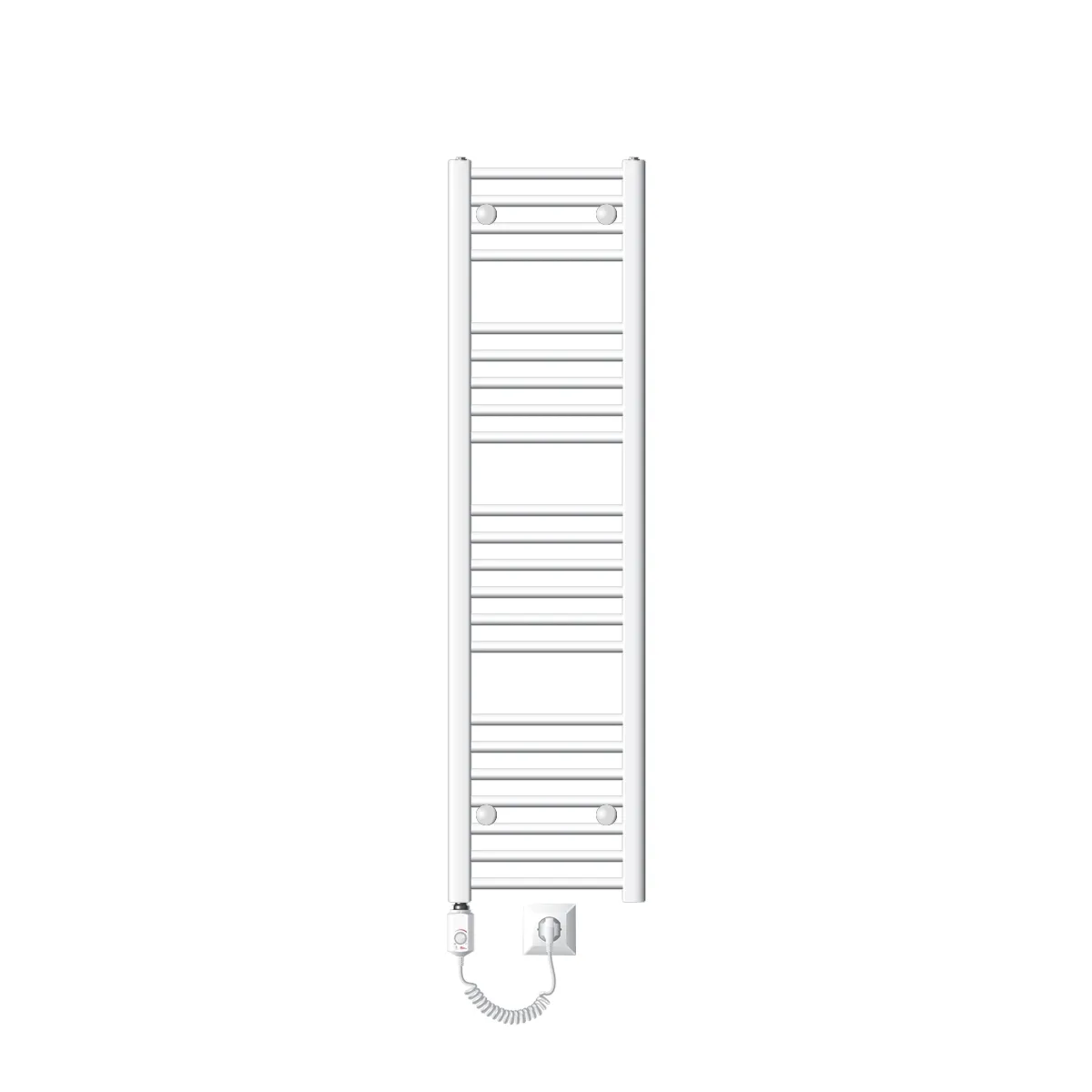 LuxeBath Radiateur électrique pour salle de bain Sahara 300x1400 mm Blanc raccord latéral droit & résistance 900W avec thermostat